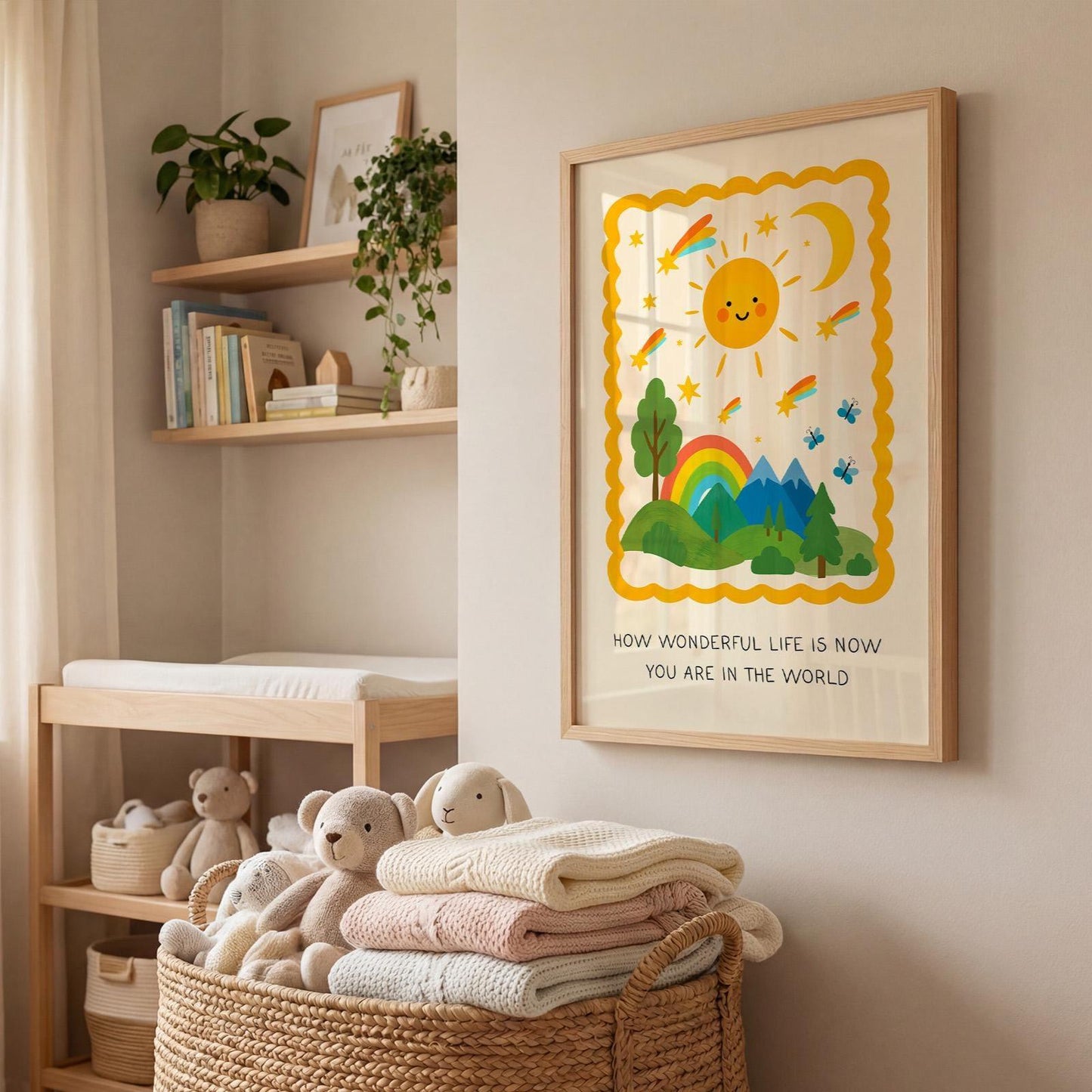 How Wonderful Life Is Now You're In The World Print, Nursery Wall Art, Kids Room Poster (MR16)