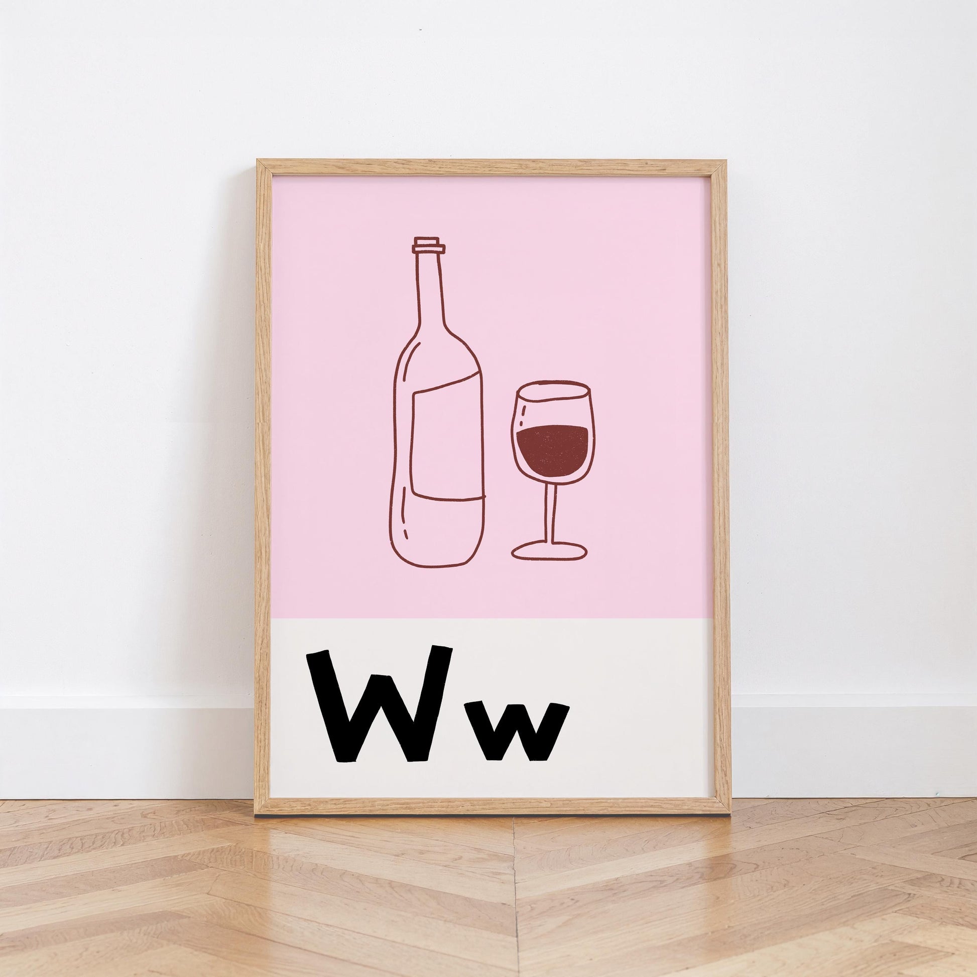 Bar Cart Print, Retro Wine Poster, Kitchen Wall Art for Wine Lovers MR91