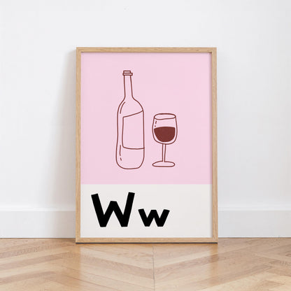 Bar Cart Print, Retro Wine Poster, Kitchen Wall Art for Wine Lovers MR91