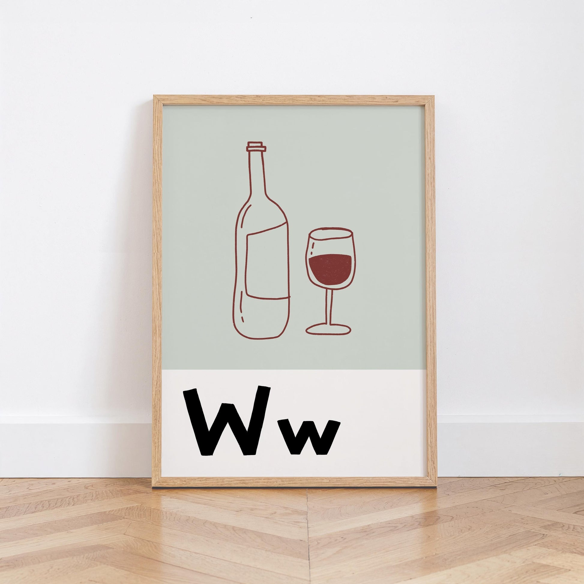 Bar Cart Print, Retro Wine Poster, Kitchen Wall Art for Wine Lovers MR91