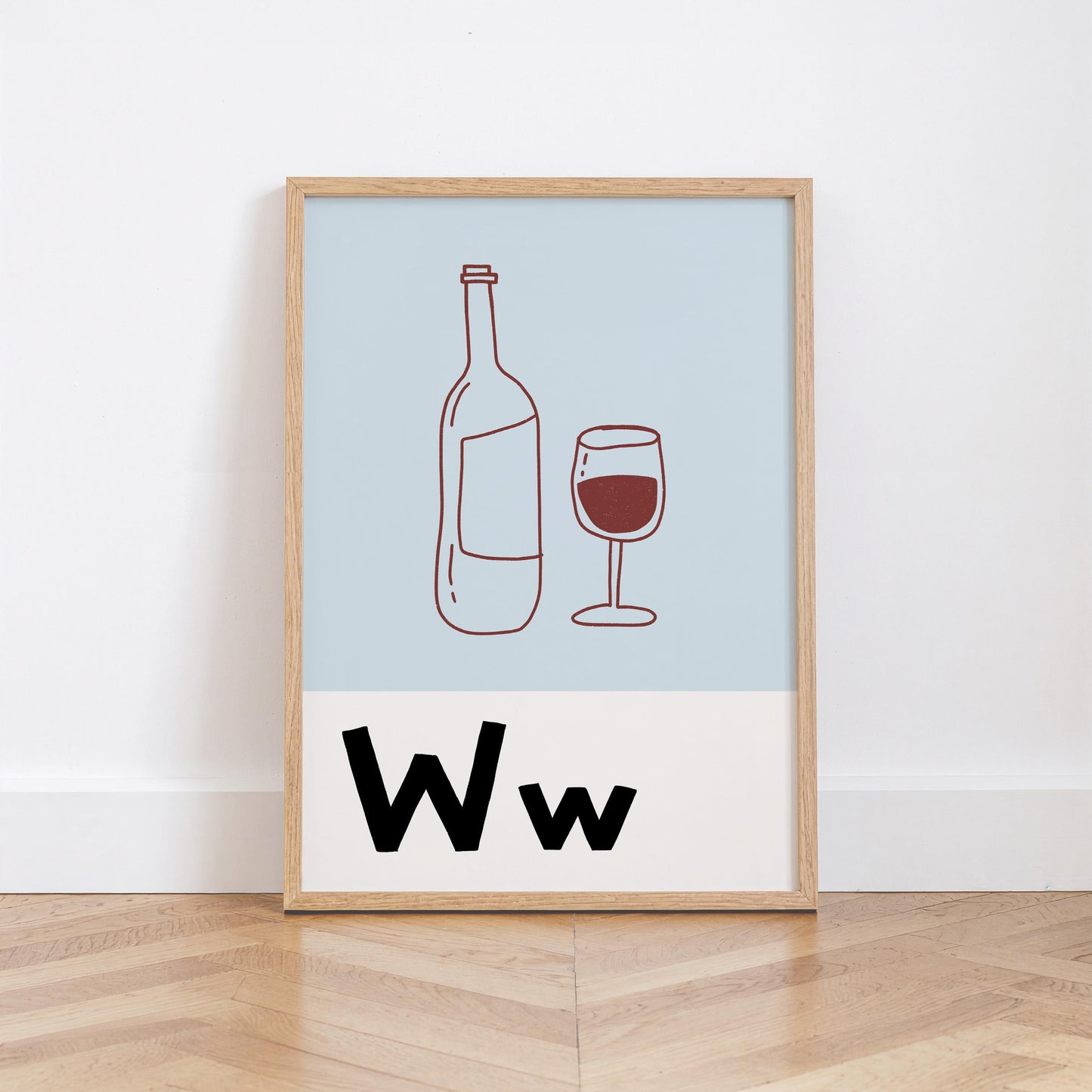 Bar Cart Print, Retro Wine Poster, Kitchen Wall Art for Wine Lovers MR91