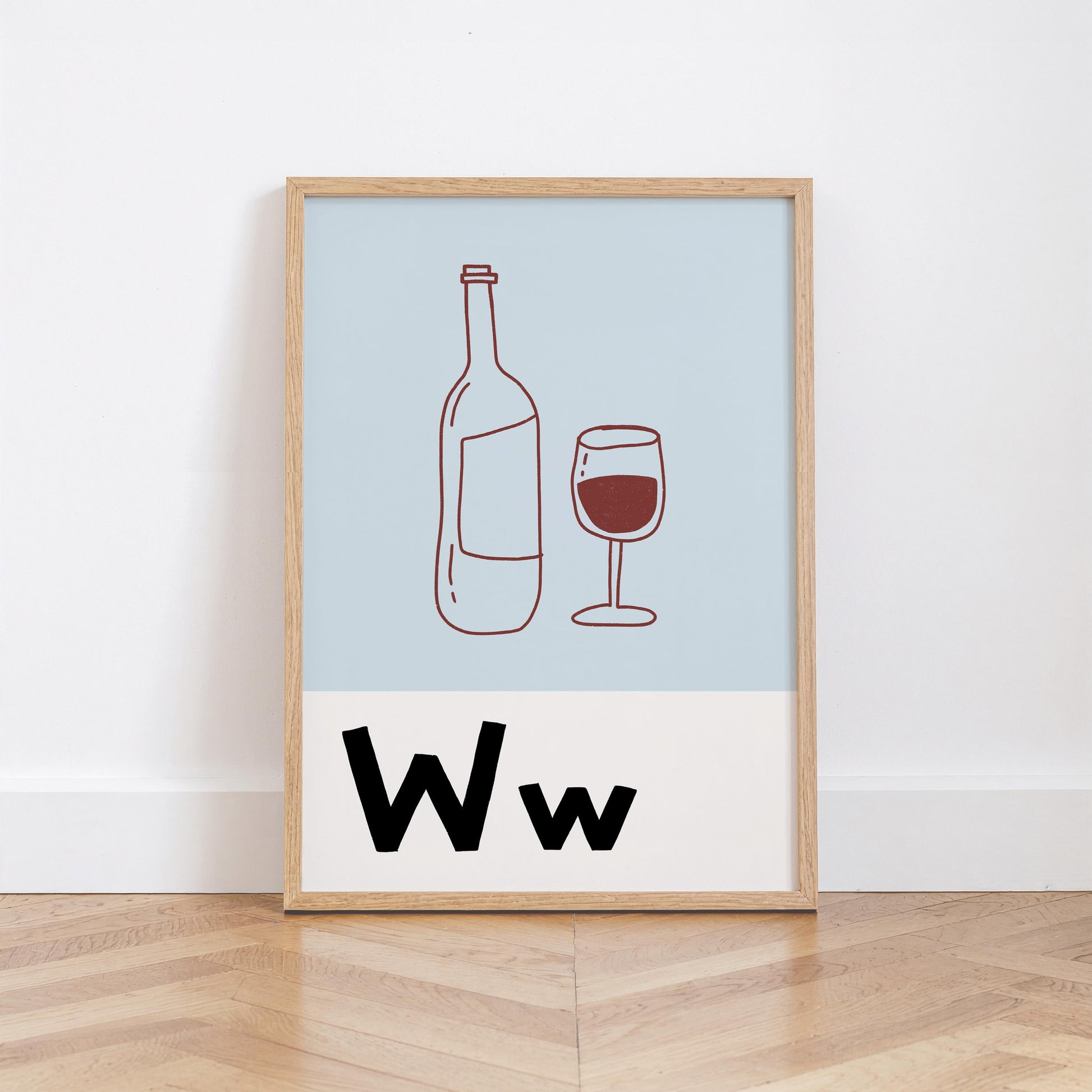 Bar Cart Print, Retro Wine Poster, Kitchen Wall Art for Wine Lovers MR91
