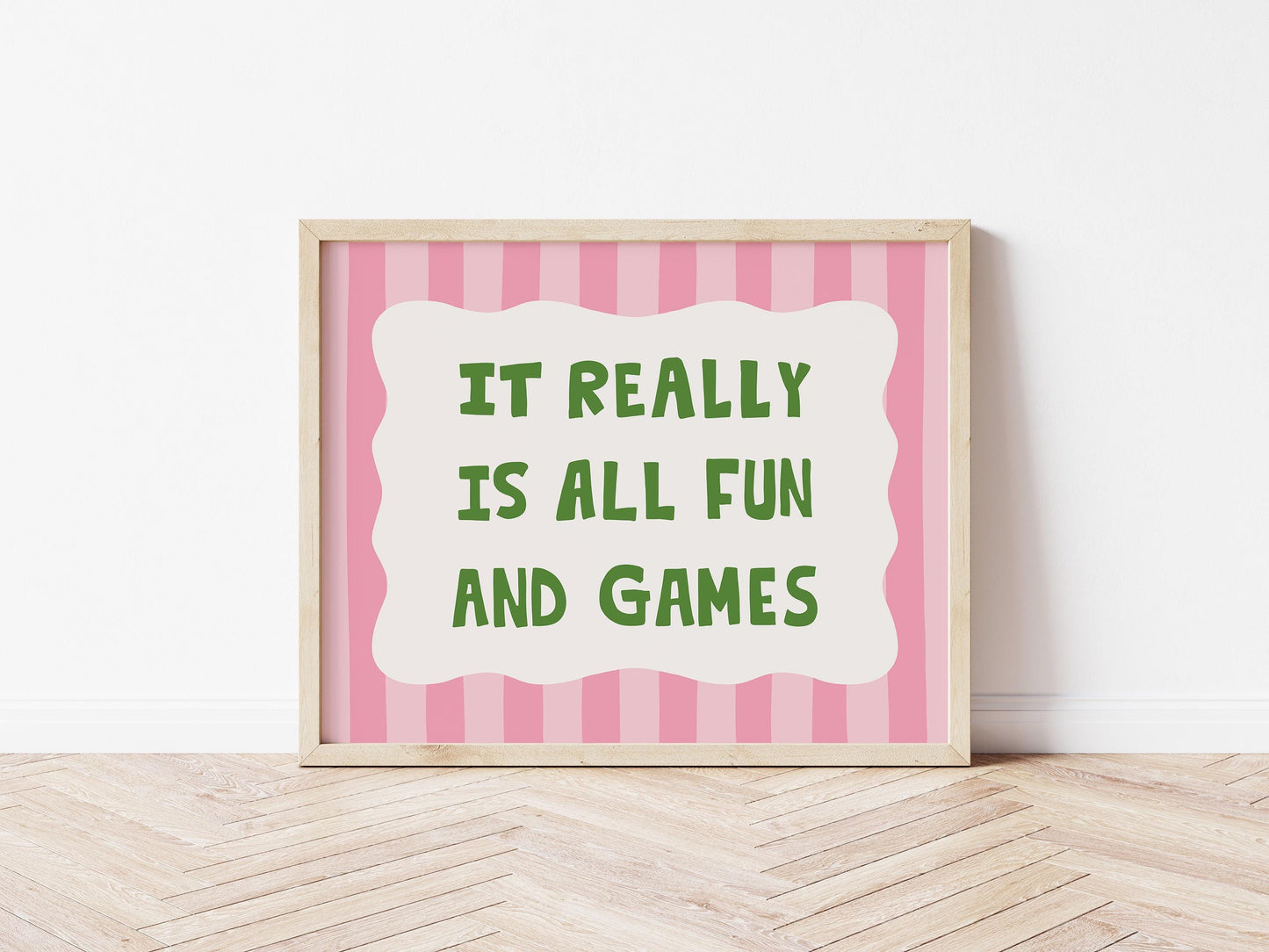 All Fun and Games Poster, Funky Playroom Art, Colorful Kids Print MR92