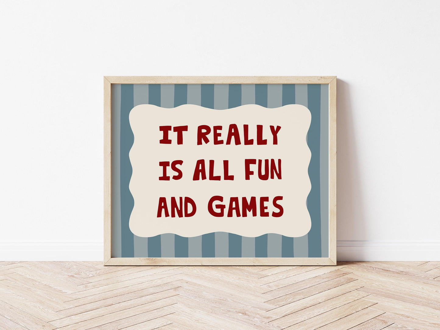All Fun and Games Poster, Funky Playroom Art, Colorful Kids Print MR92