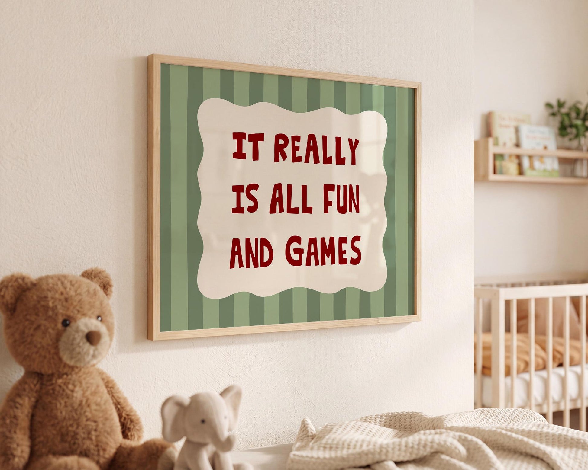 All Fun and Games Poster, Funky Playroom Art, Colorful Kids Print MR92