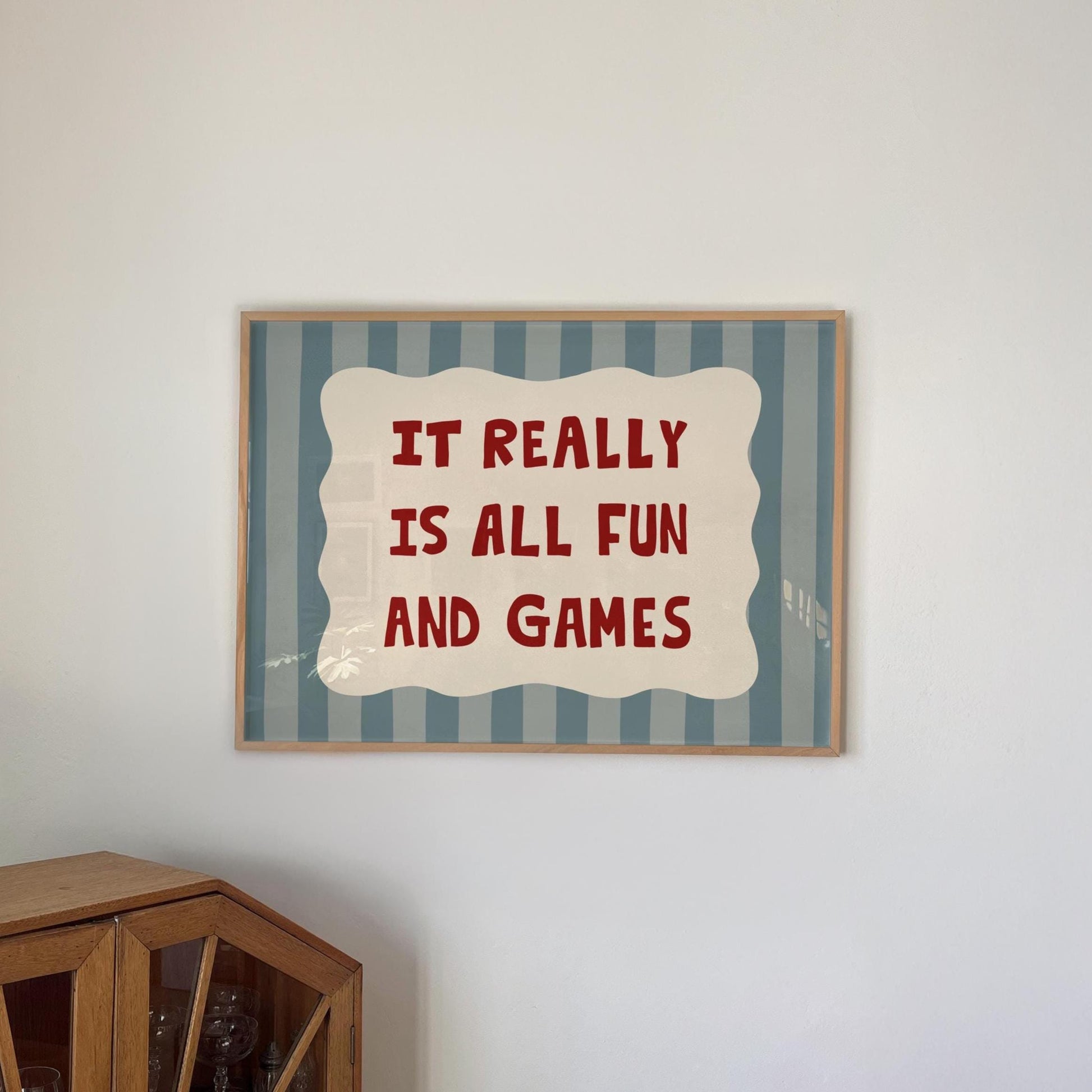 All Fun and Games Poster, Funky Playroom Art, Colorful Kids Print MR92