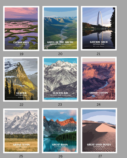 National Park Vintage Poster Set – Retro Travel Prints