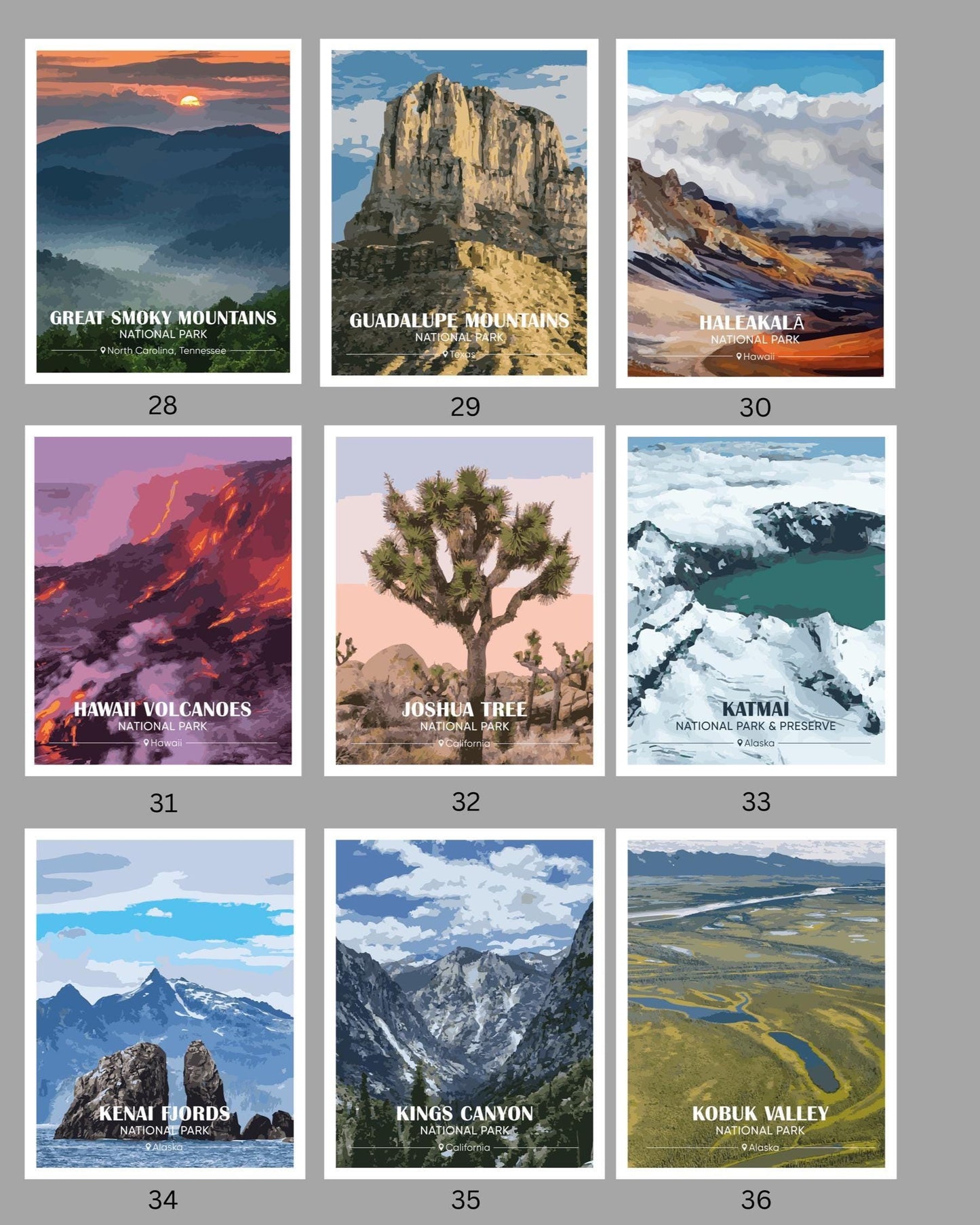 National Park Vintage Poster Set – Retro Travel Prints