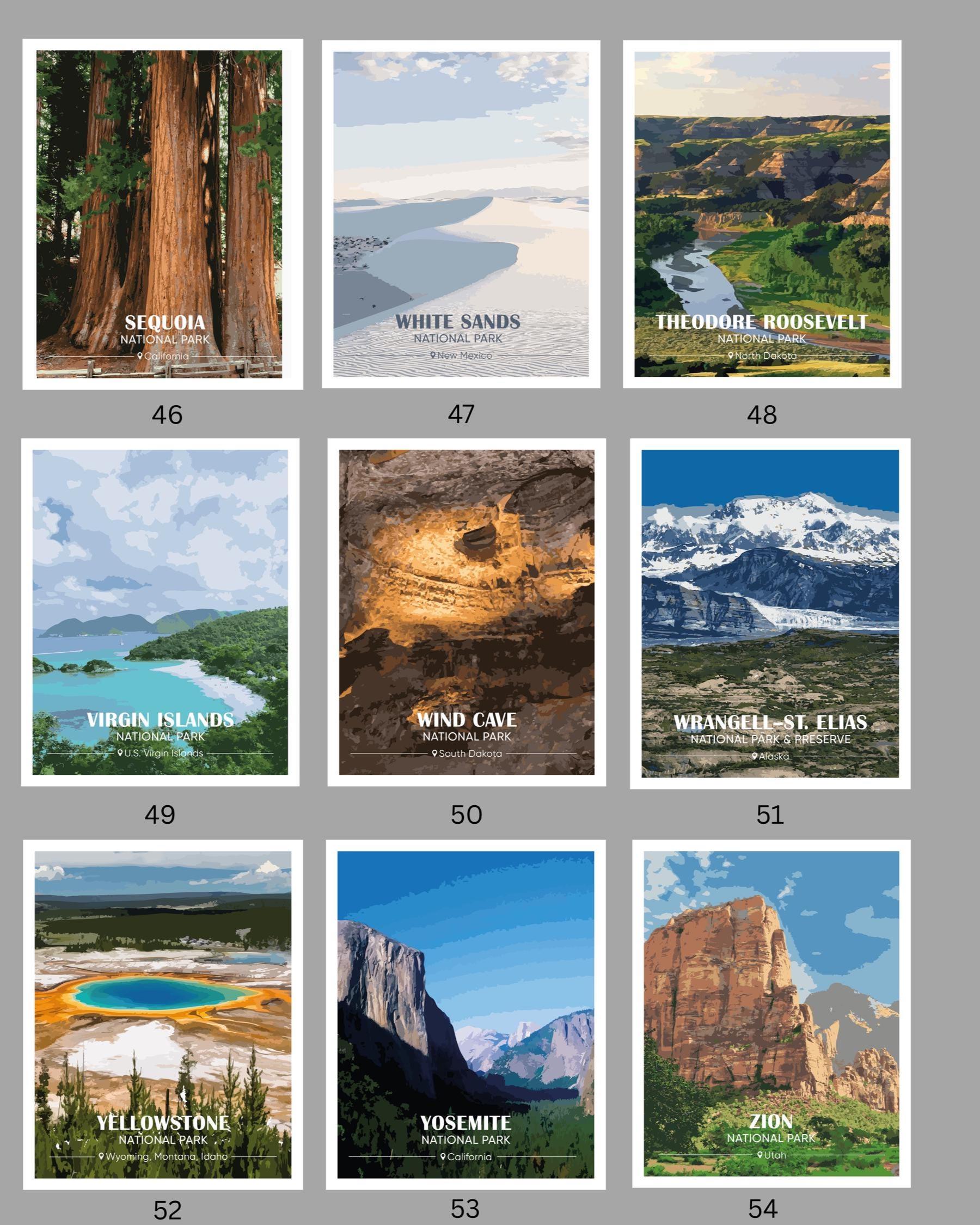 National Park Vintage Poster Set – Retro Travel Prints