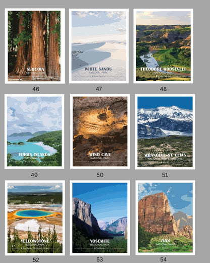 National Park Vintage Poster Set – Retro Travel Prints