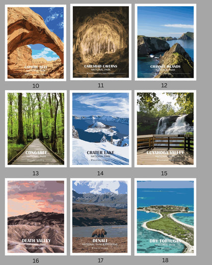 National Park Vintage Poster Set – Retro Travel Prints