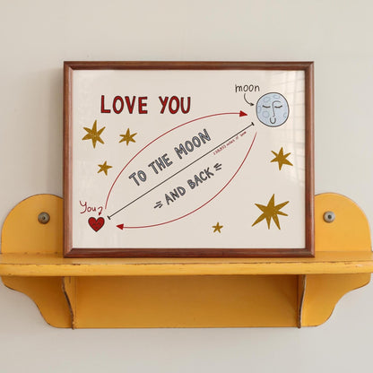 Love You To The Moon And Back Print, Playroom Poster, Nursery Wall Decor MR93