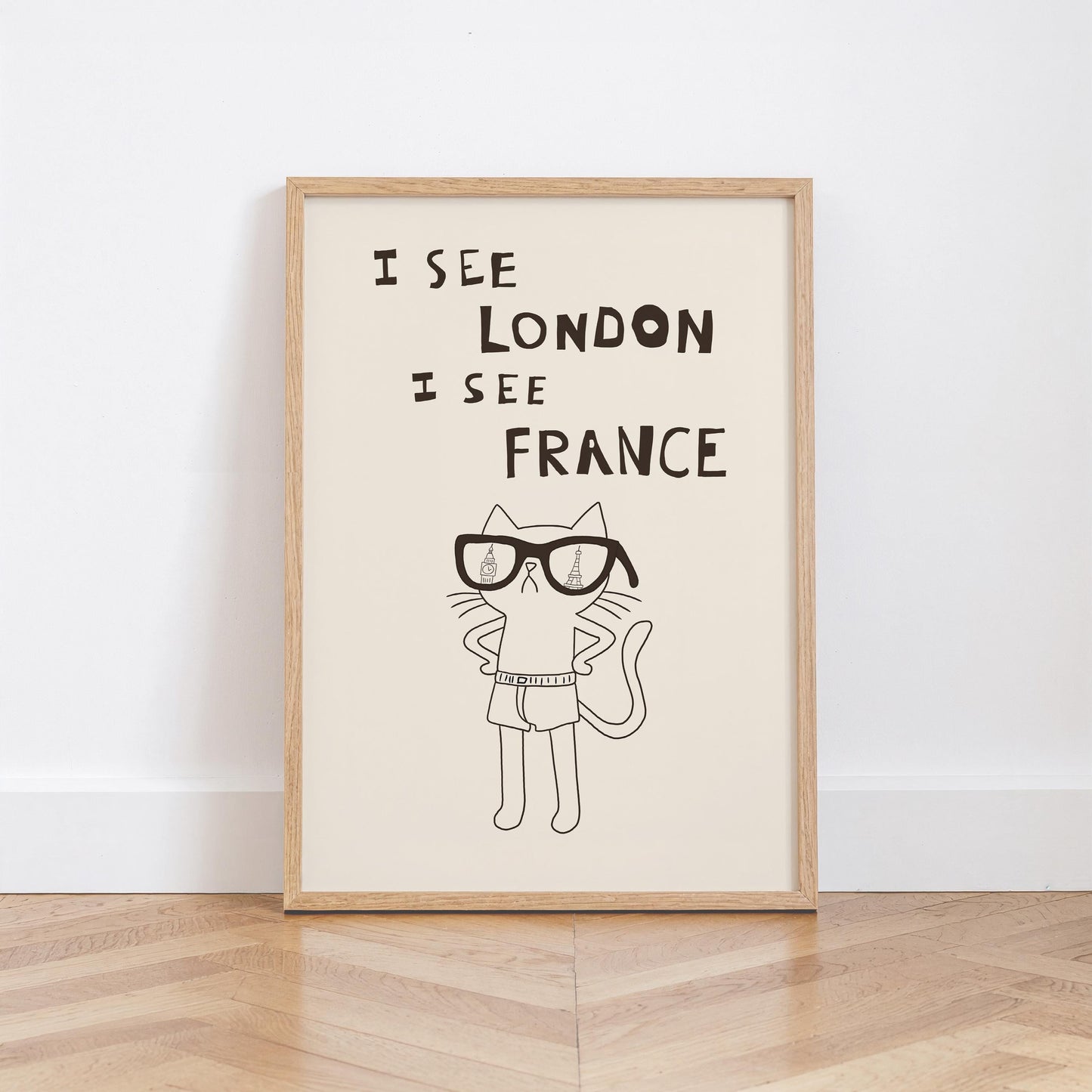 Funny Cat Bathroom Print – I See London I See France Quote, Quirky Decor MR38