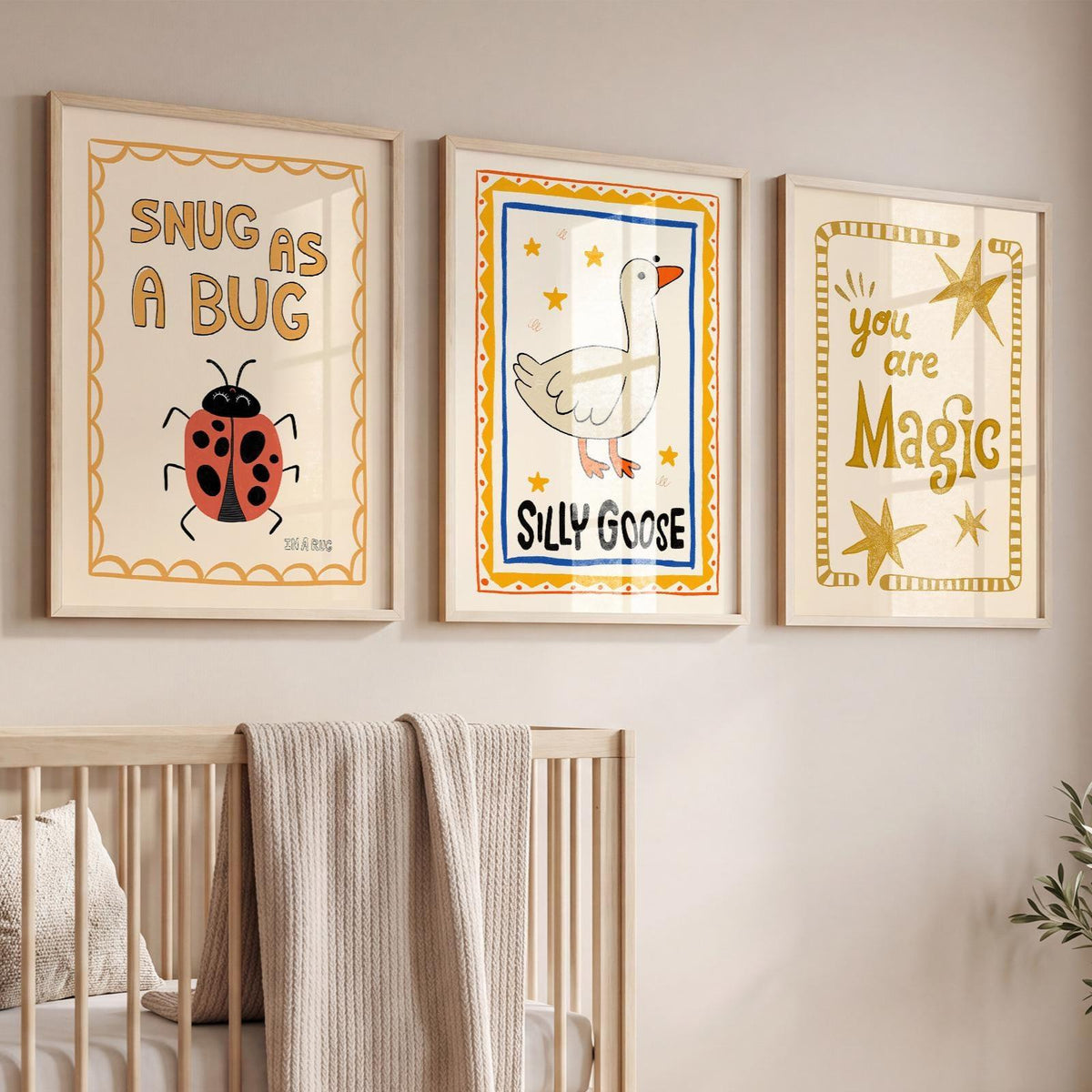 Silly Goose Print, Snug As A Bug Nursery Decor, Quirky Wall, Trendy Magic Art, Rustic Art, Whimsical Kids