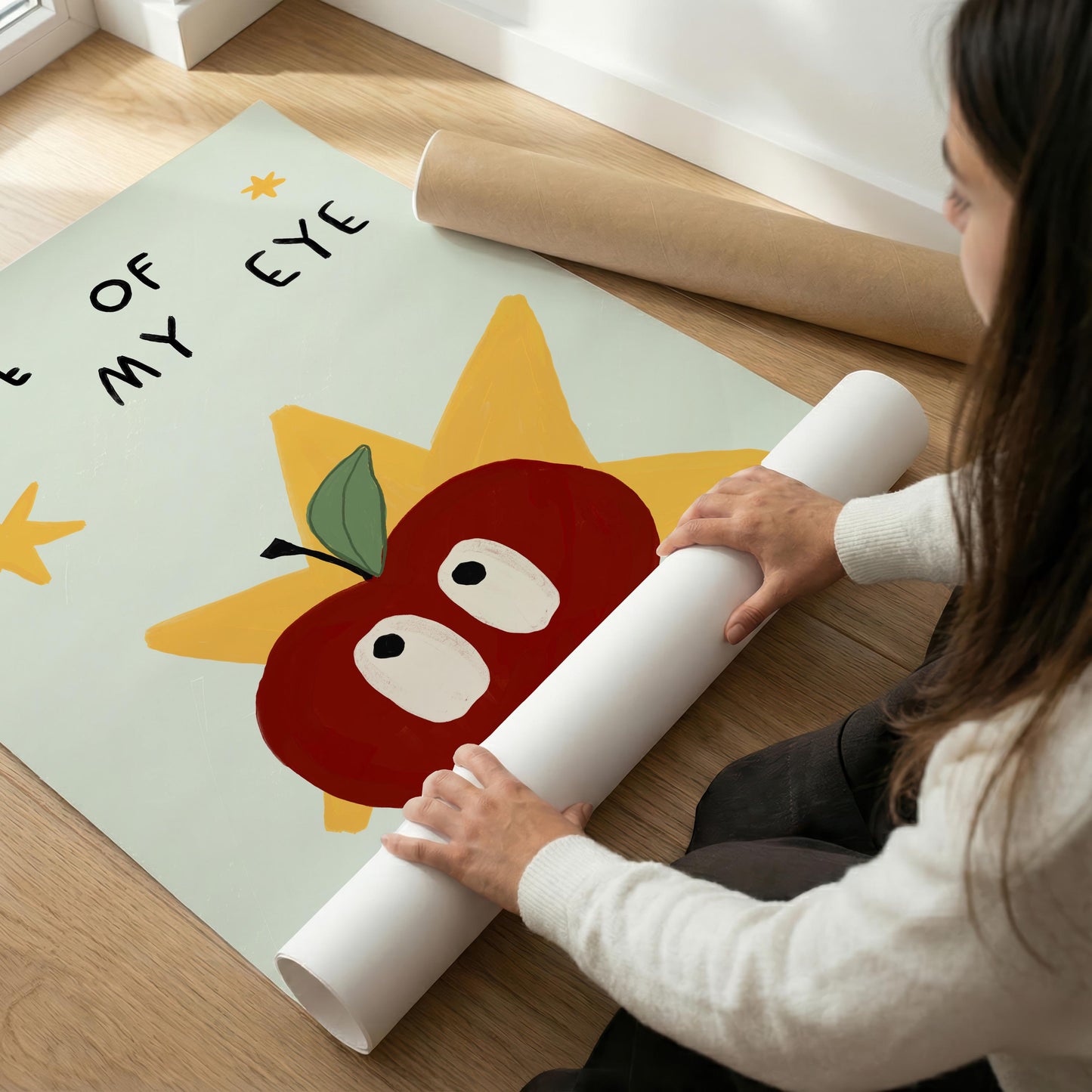 Apple of My Eye Nursery Wall Art, Baby Shower Gift, Playroom Decor (MR86)