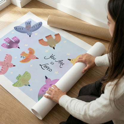 You Are So Loved Nursery Wall Art, Children's Bedroom Poster, Playroom Decor (MR70)