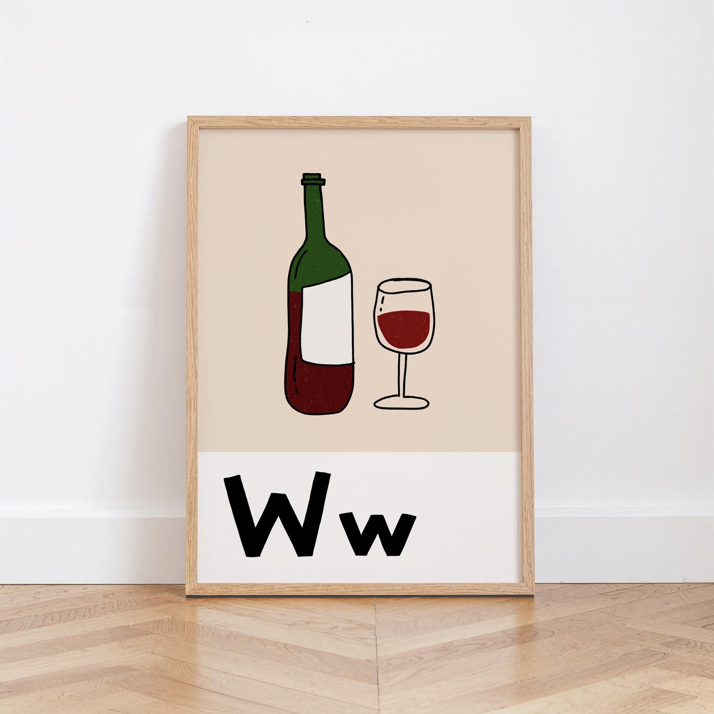 Bar Cart Print, Retro Wine Poster, Kitchen Wall Art for Wine Lovers MR91