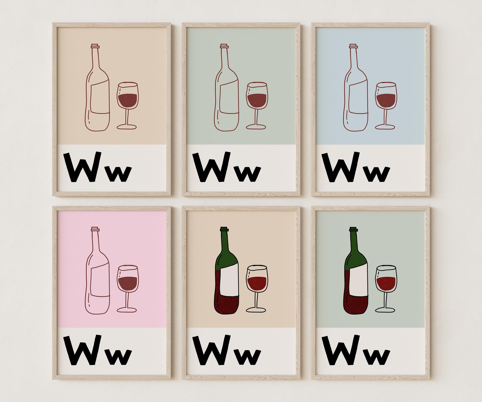 Bar Cart Print, Retro Wine Poster, Kitchen Wall Art for Wine Lovers MR91
