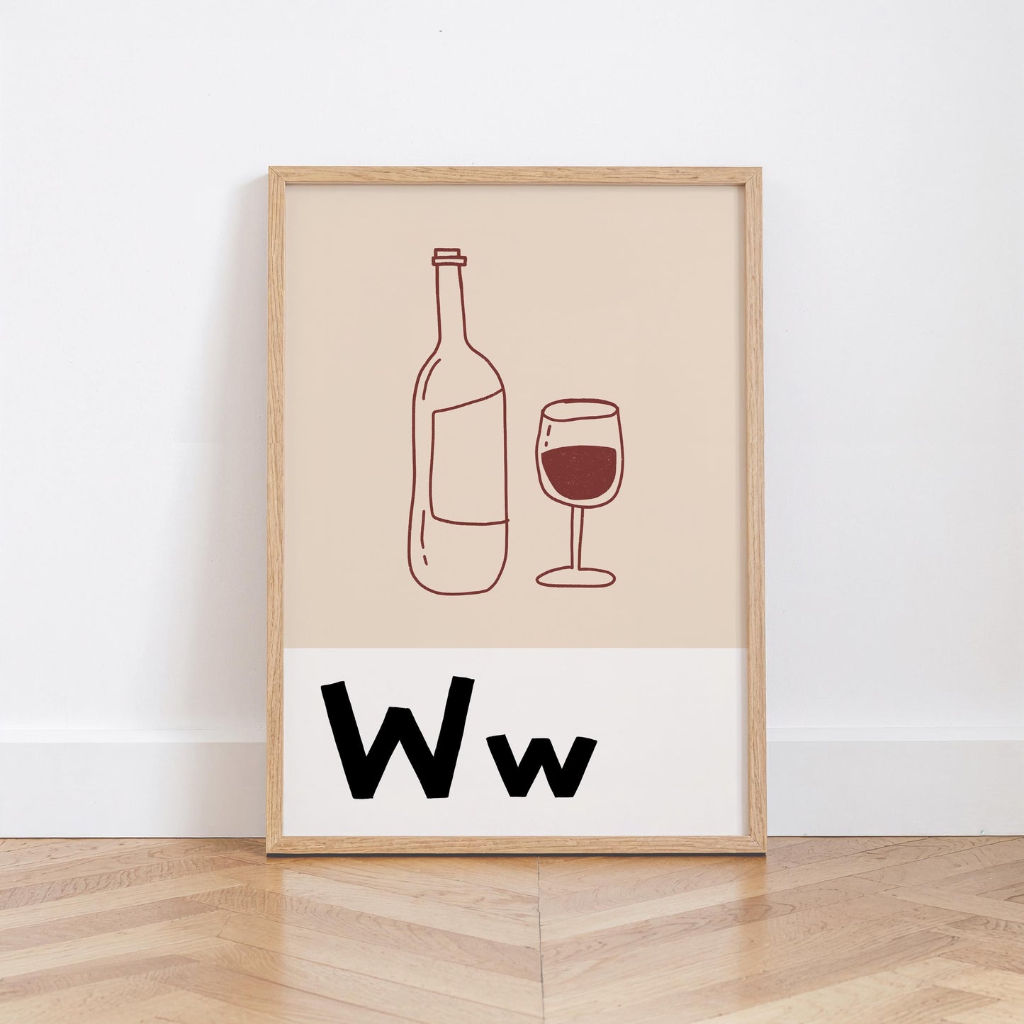 Bar Cart Print, Retro Wine Poster, Kitchen Wall Art for Wine Lovers MR91