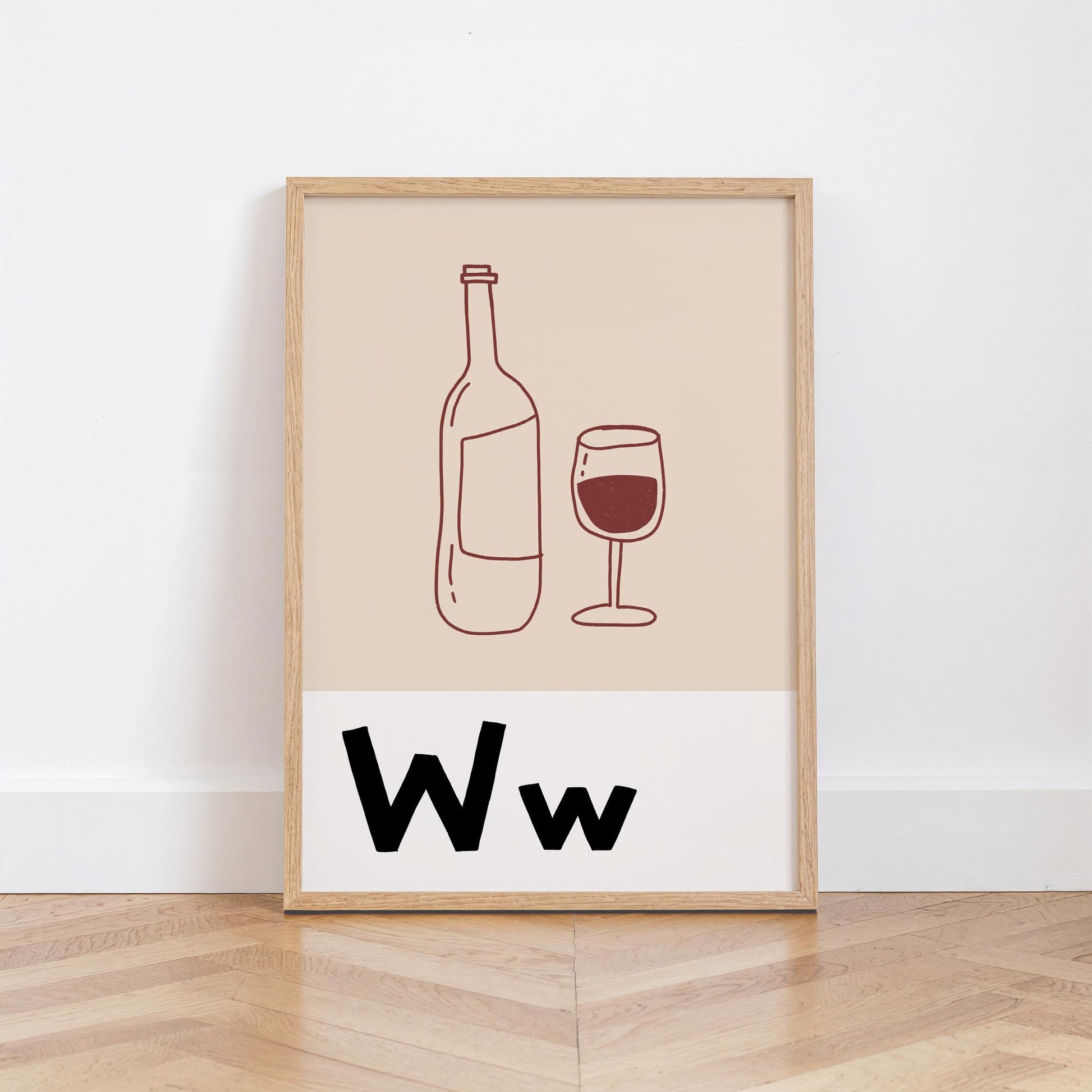 Bar Cart Print, Retro Wine Poster, Kitchen Wall Art for Wine Lovers MR91