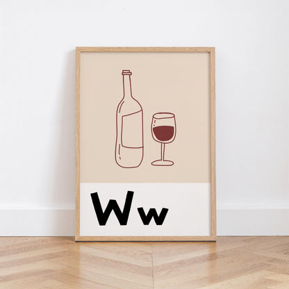 Bar Cart Print, Retro Wine Poster, Kitchen Wall Art for Wine Lovers MR91