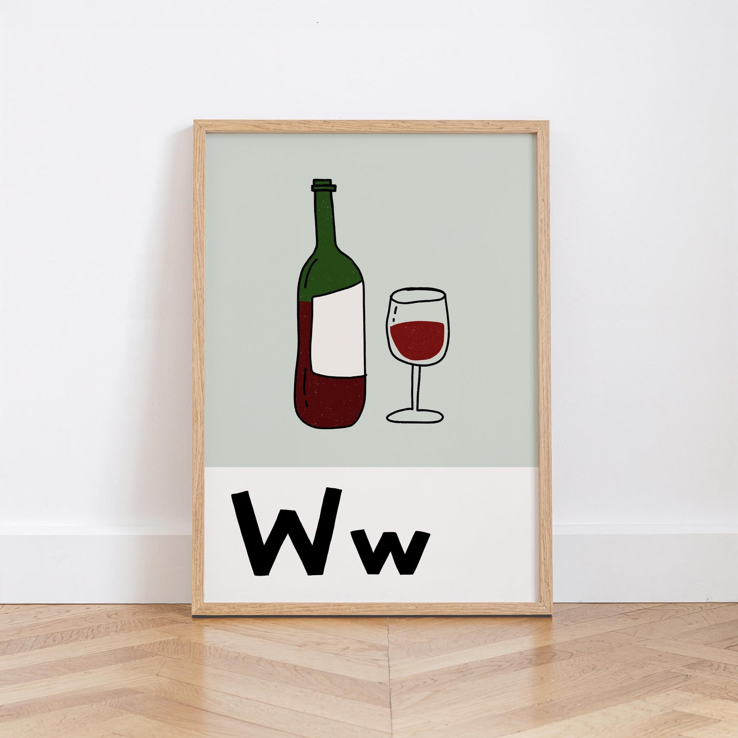 Bar Cart Print, Retro Wine Poster, Kitchen Wall Art for Wine Lovers MR91