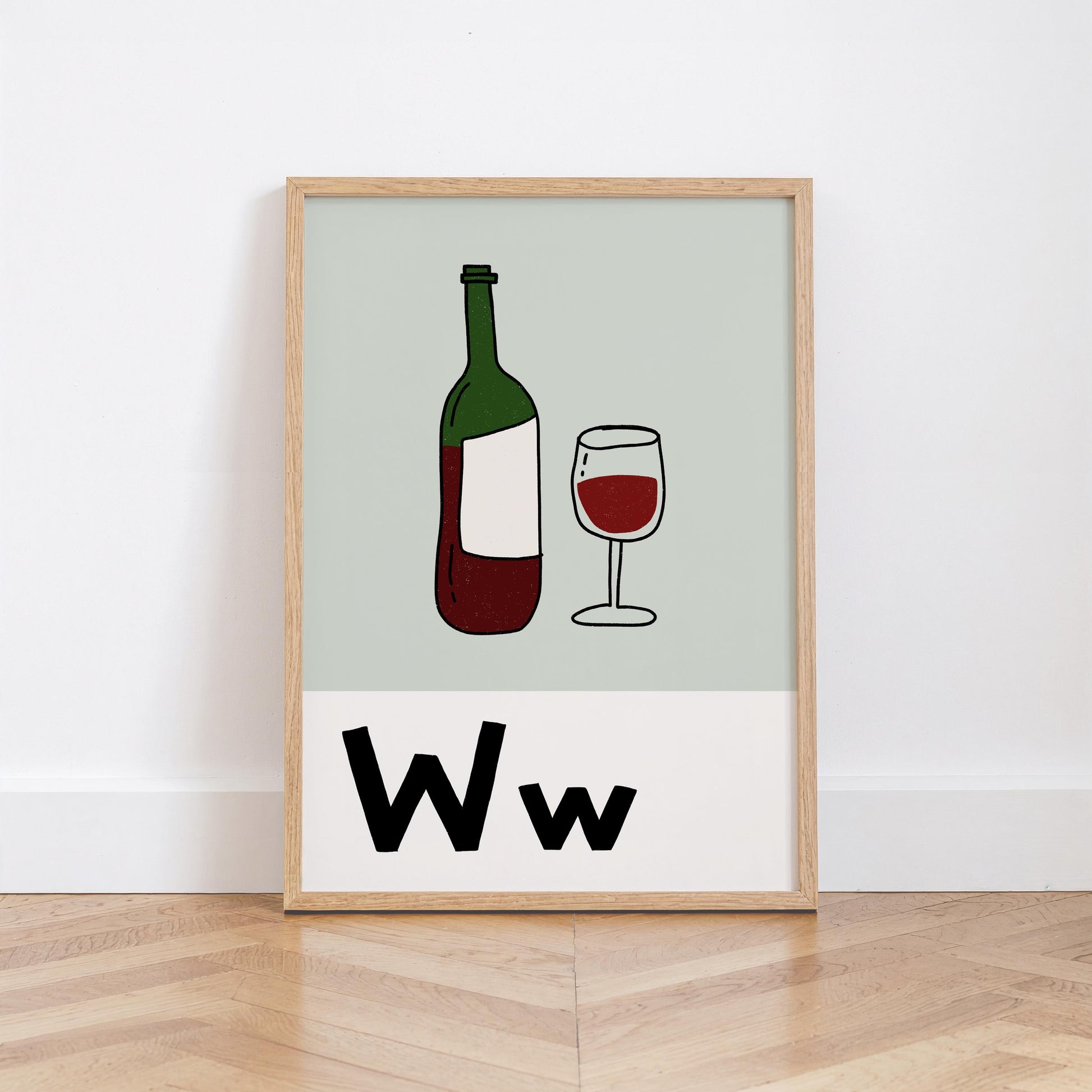 Bar Cart Print, Retro Wine Poster, Kitchen Wall Art for Wine Lovers MR91