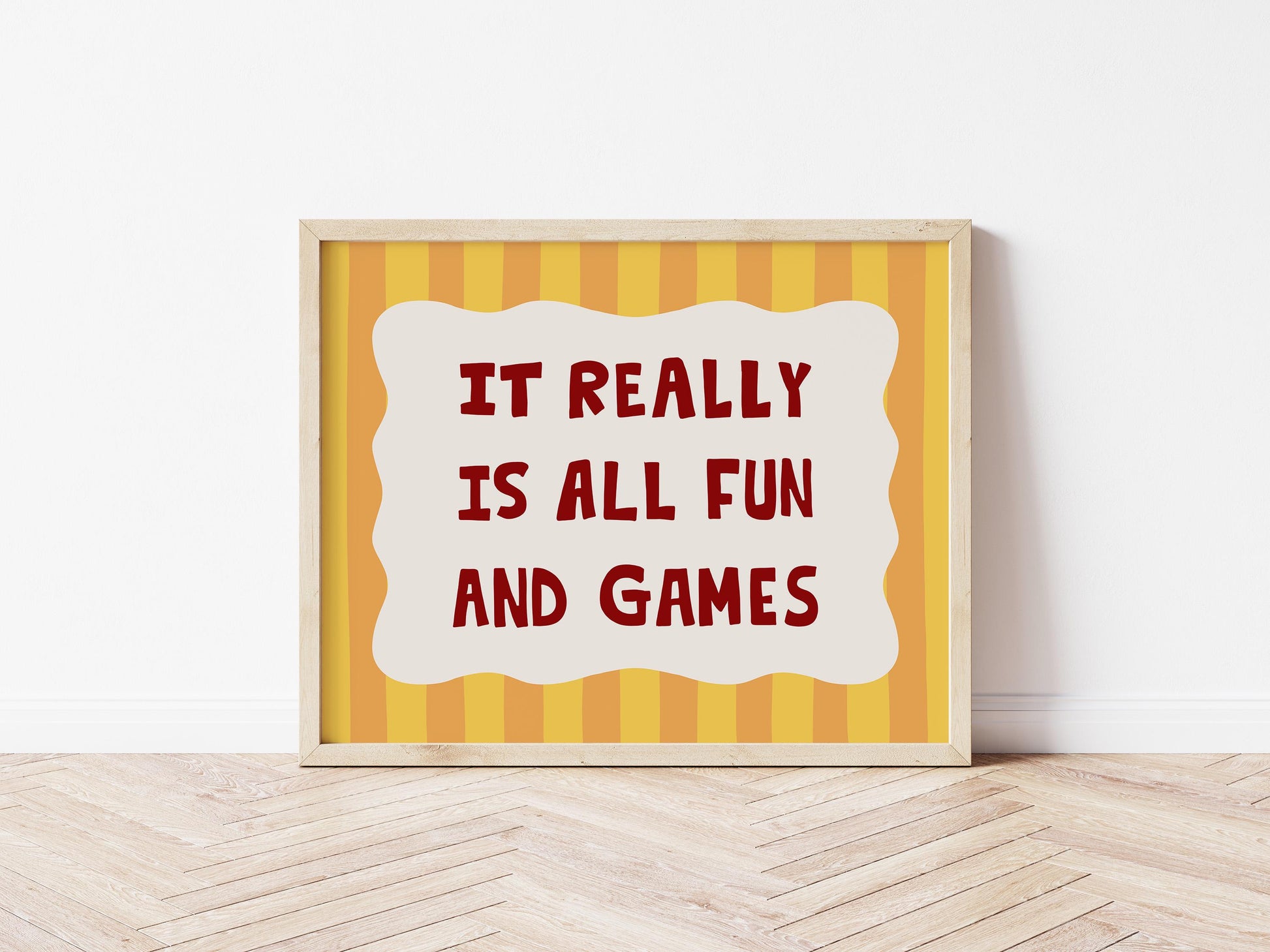 All Fun and Games Poster, Funky Playroom Art, Colorful Kids Print MR92