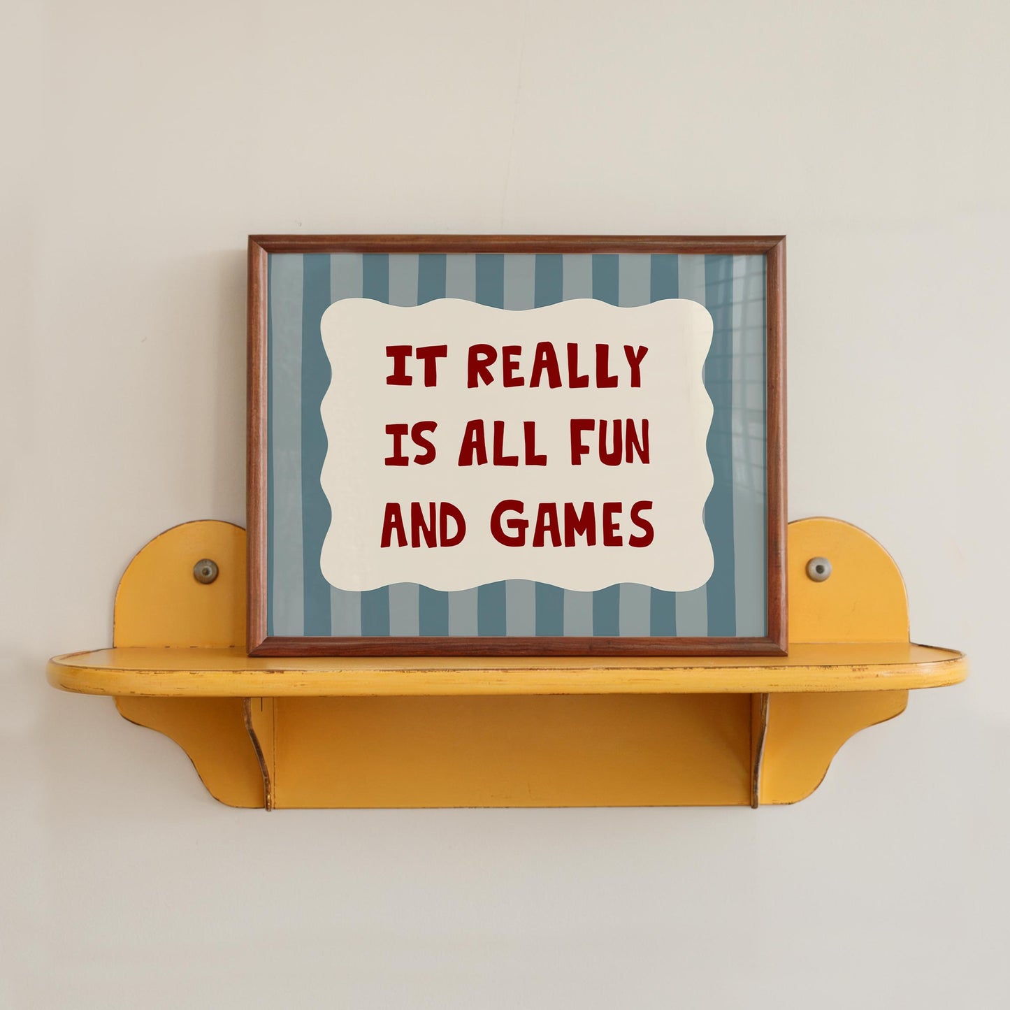 All Fun and Games Poster, Funky Playroom Art, Colorful Kids Print MR92