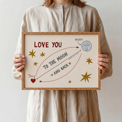 Love You To The Moon And Back Print, Playroom Poster, Nursery Wall Decor MR93