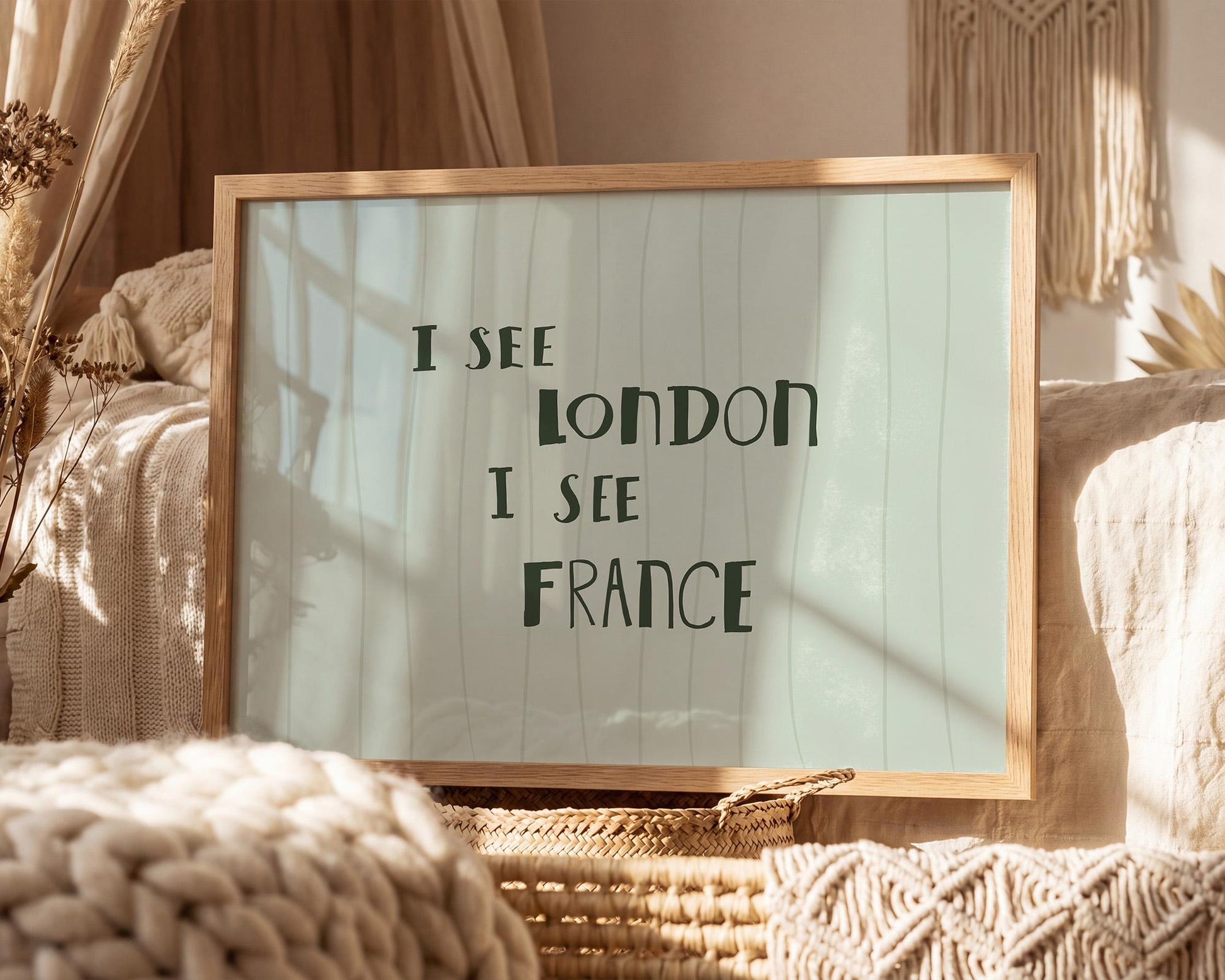 I See London I See France Print, Funny Bathroom Art, Striped Cheeky Decor MR97