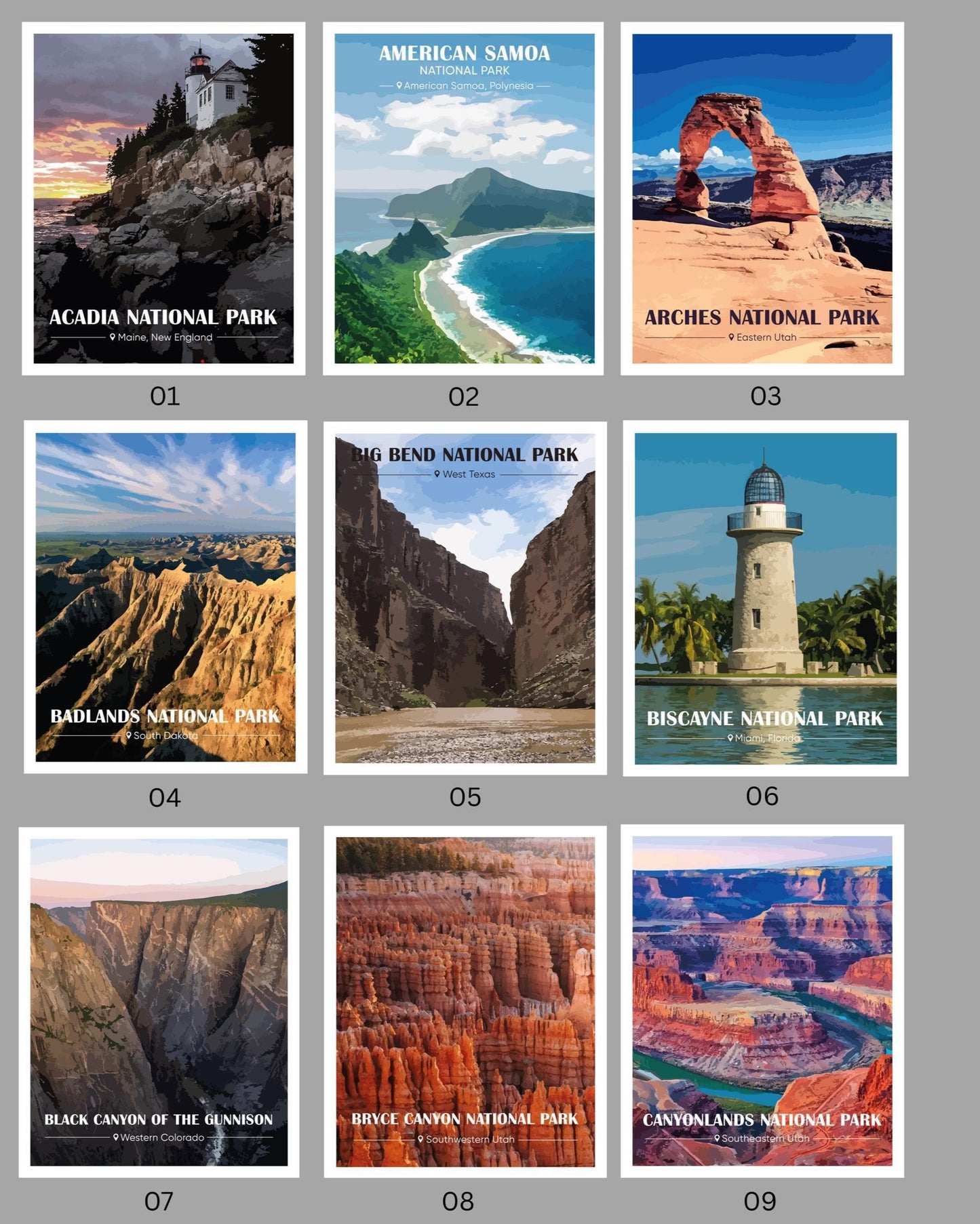 National Park Vintage Poster Set – Retro Travel Prints
