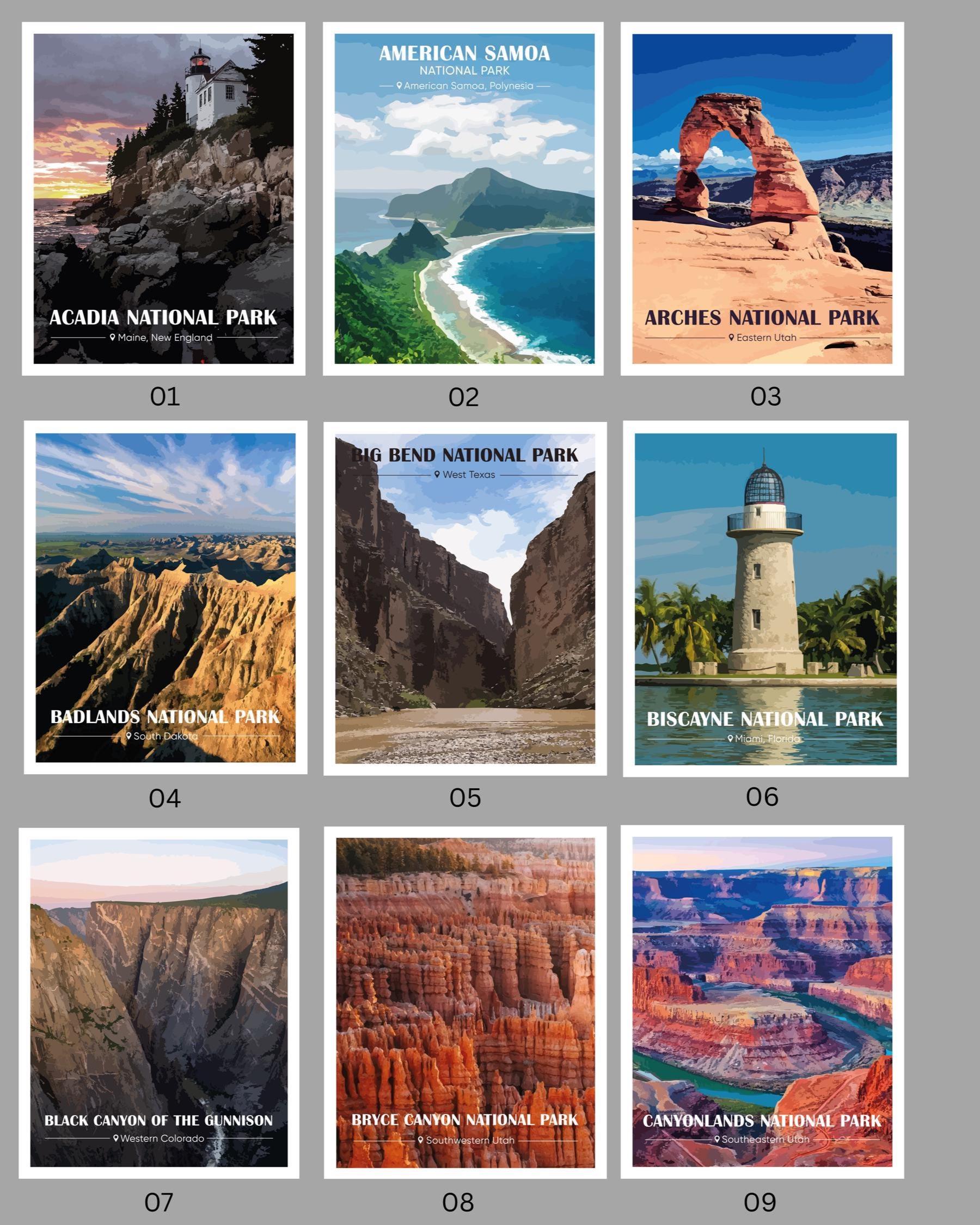 National Park Vintage Poster Set – Retro Travel Prints