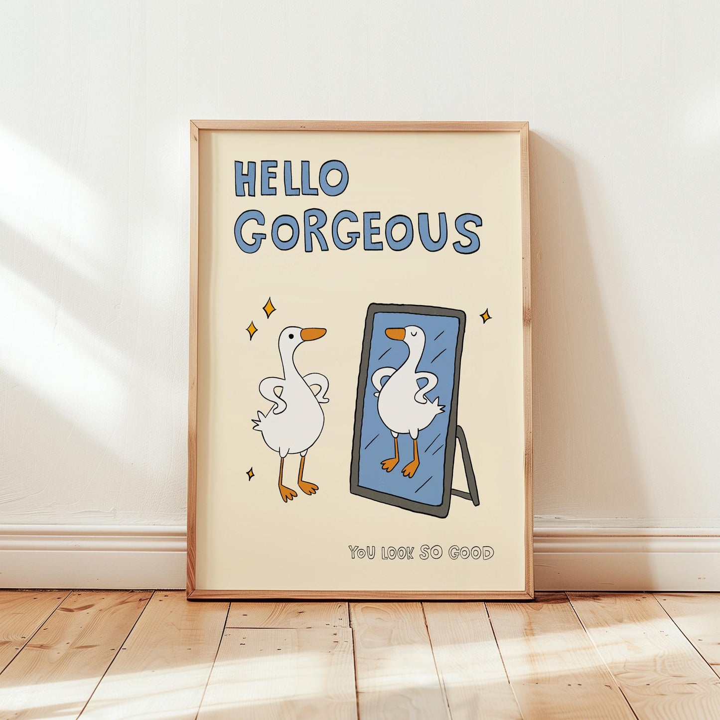 Funny Goose 'Hello Gorgeous' Print, Bathroom Dorm Decor (Unframed) MR25