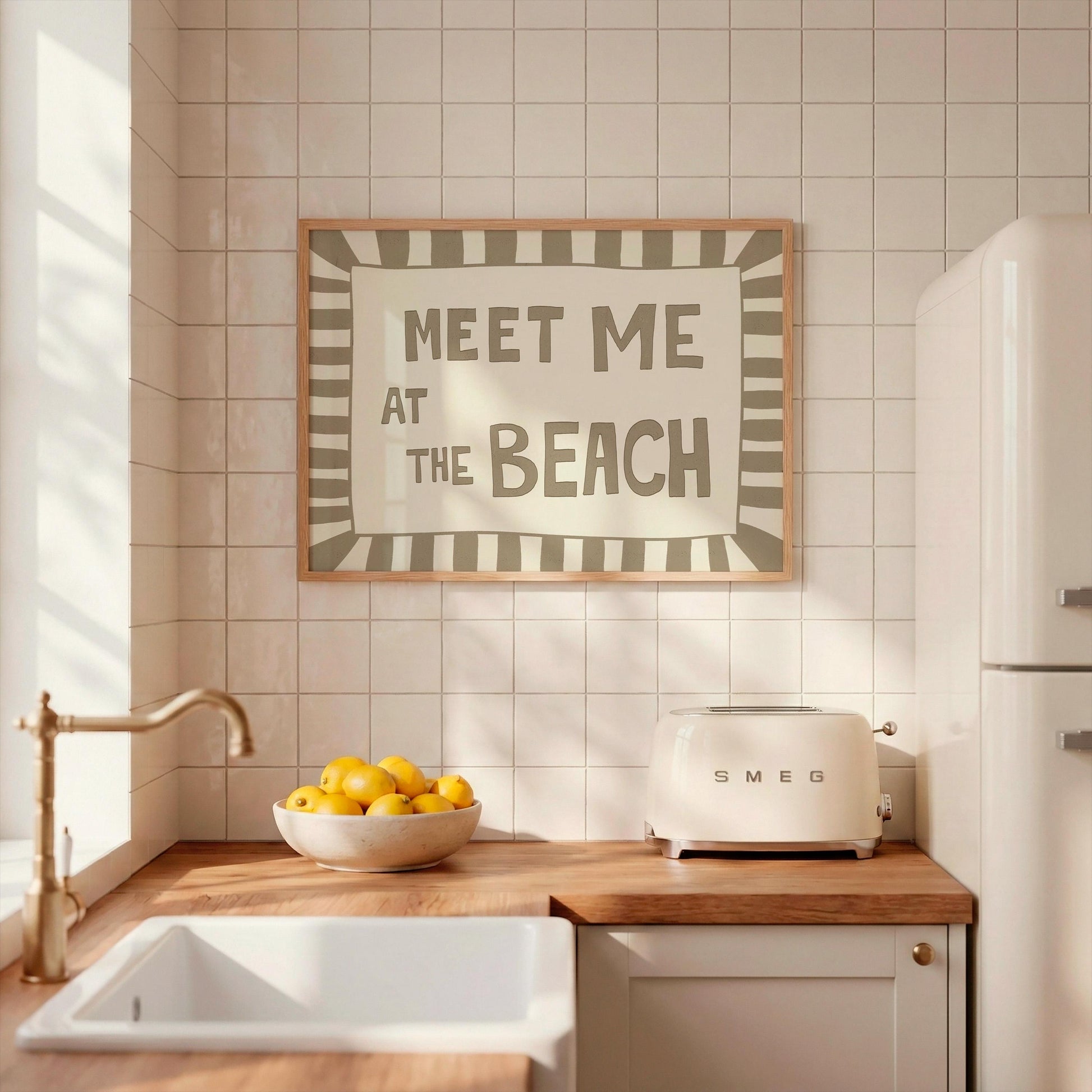 Meet Me at the Beach Print, Funny Coastal Typography Poster, Nautical Summer Art MR18
