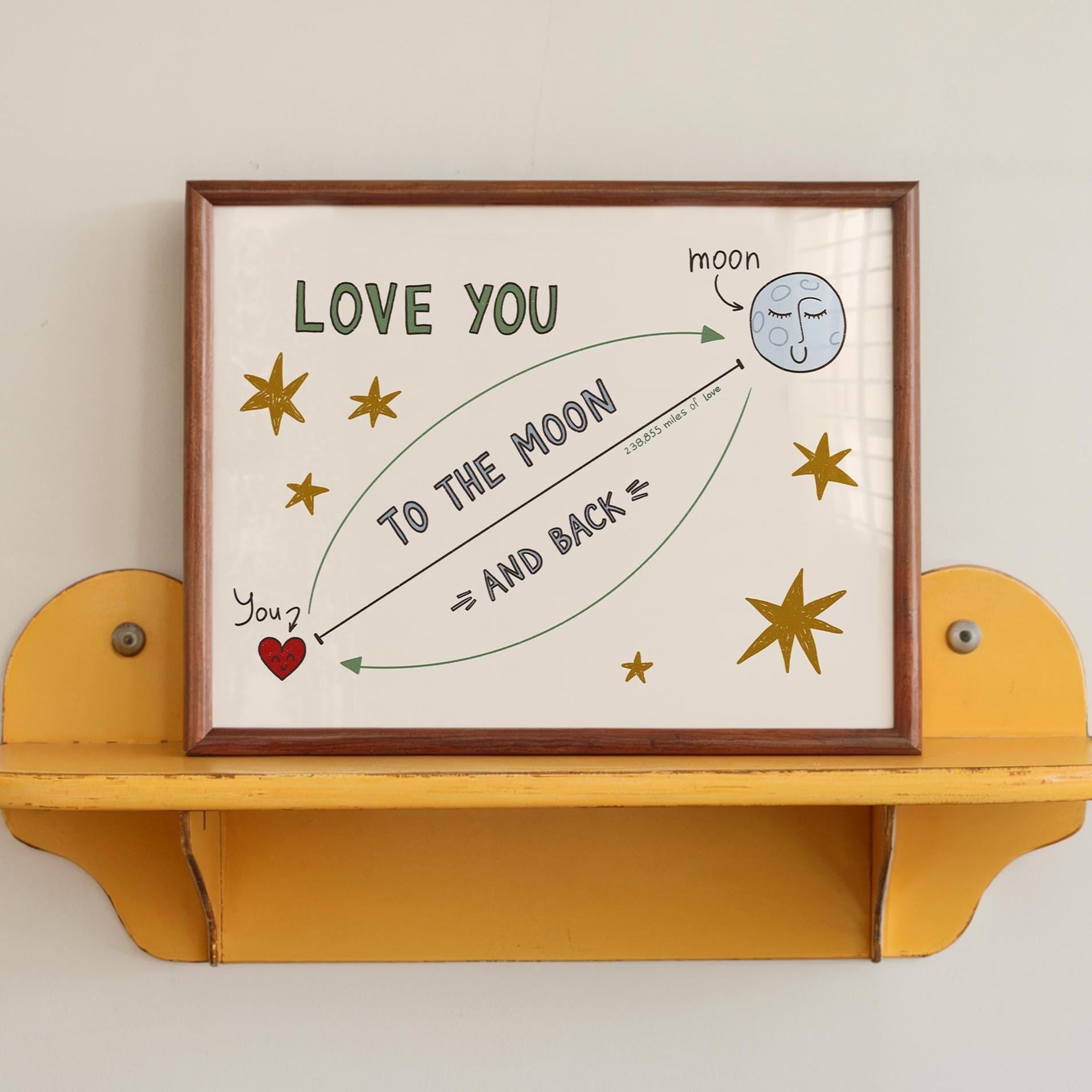 Love You To The Moon And Back Print, Playroom Poster, Nursery Wall Decor MR93
