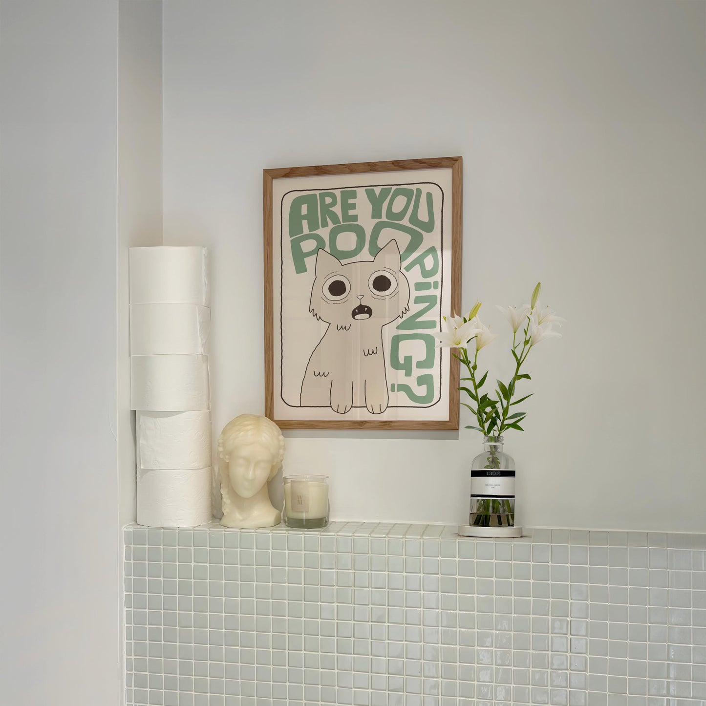 Are You Pooping Cat Print, Funny Toilet Poster, Bathroom Wall Art, Cat Lover Gift MR66
