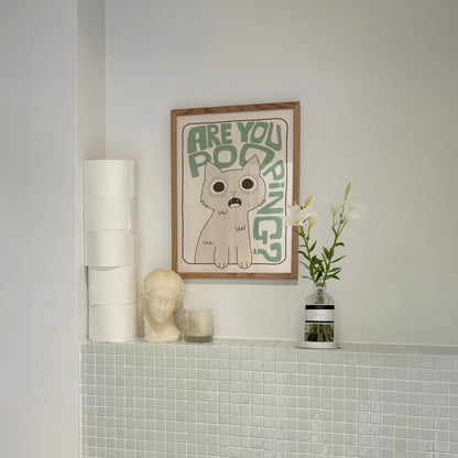 Are You Pooping Cat Print, Funny Toilet Poster, Bathroom Wall Art, Cat Lover Gift MR66