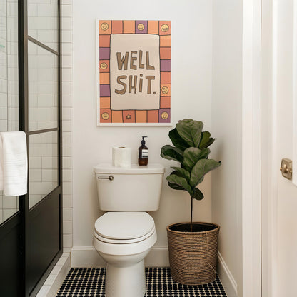 Funny Bathroom Print, Well Shit Quote, Trendy Toilet Decor, Sarcastic Wall Art MR73