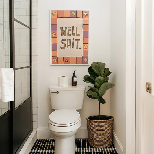 Funny Bathroom Print, Well Shit Quote, Trendy Toilet Decor, Sarcastic Wall Art MR73