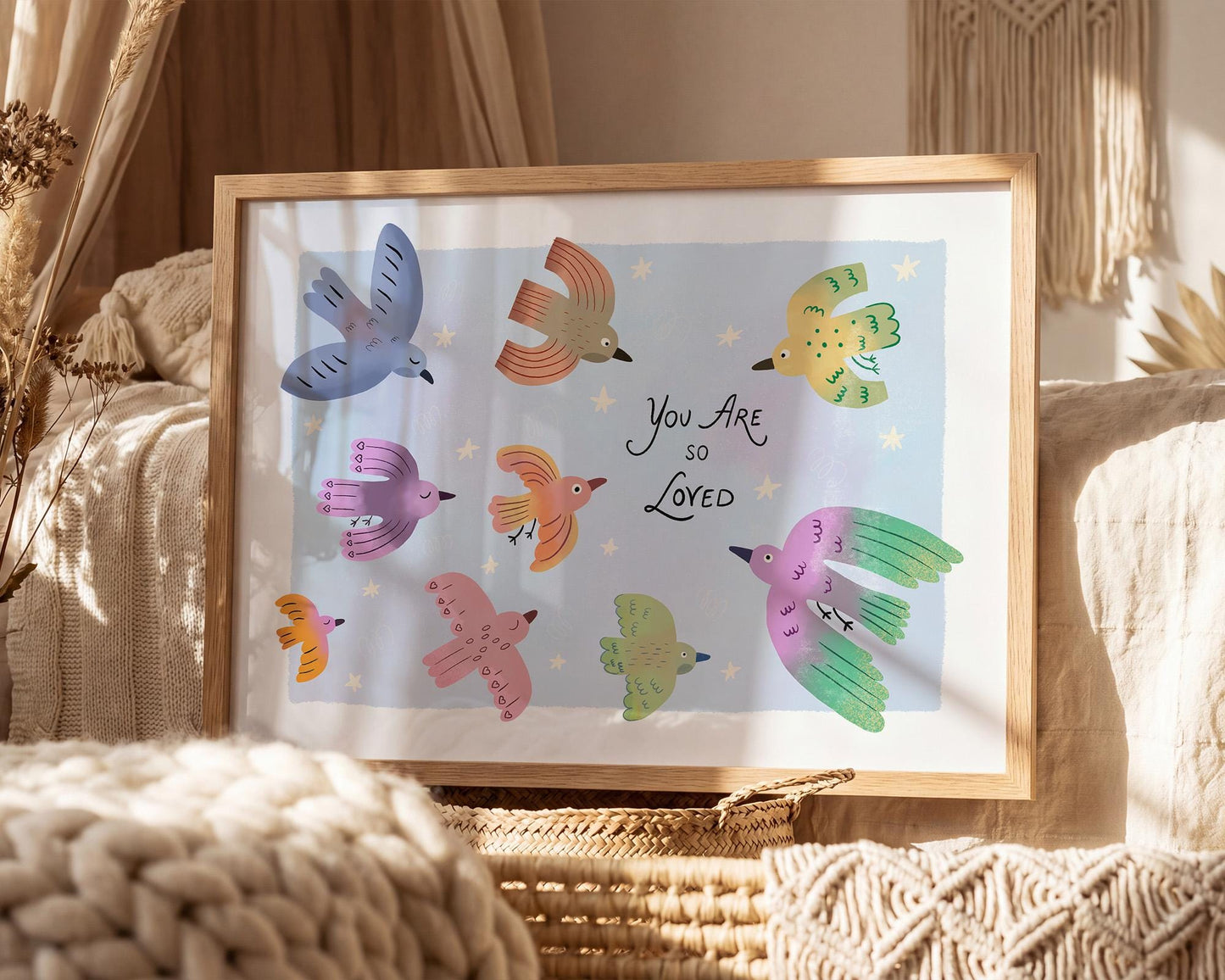 You Are So Loved Nursery Wall Art, Children's Bedroom Poster, Playroom Decor (MR70)