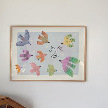 You Are So Loved Nursery Wall Art, Children's Bedroom Poster, Playroom Decor (MR70)