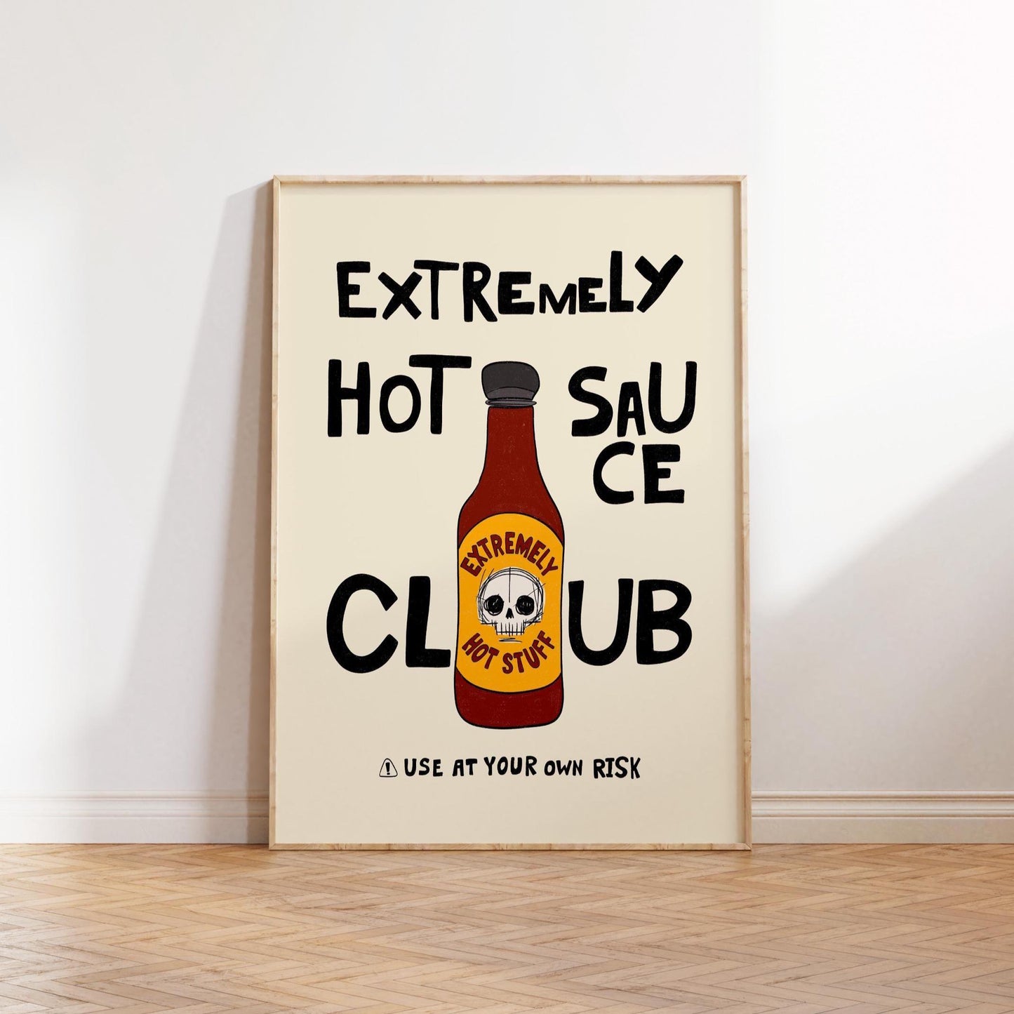 Hot Sauce Club Art Print, Spicy Kitchen Poster, Funny Food Illustration MR15