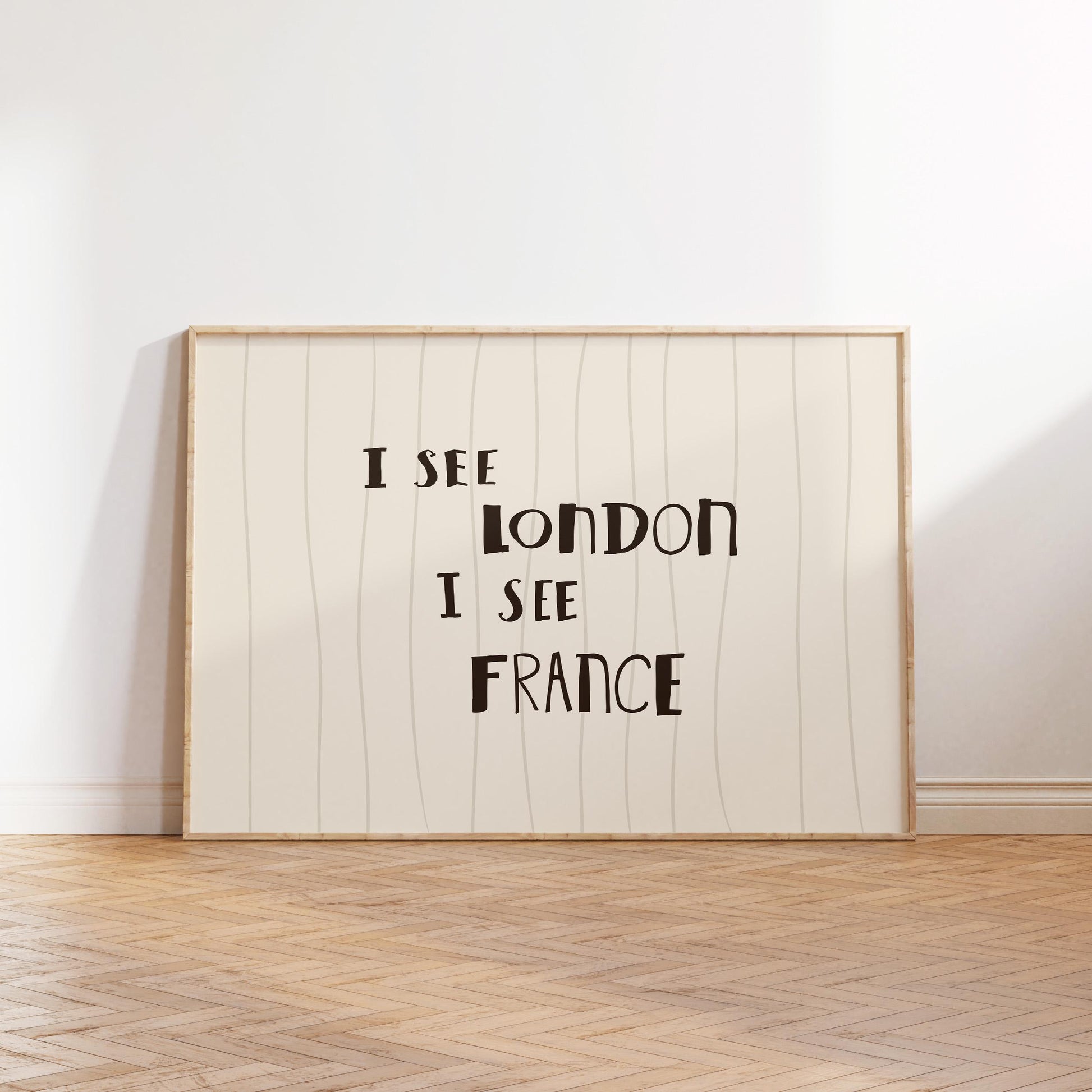 I See London I See France Print, Funny Bathroom Art, Striped Cheeky Decor MR97