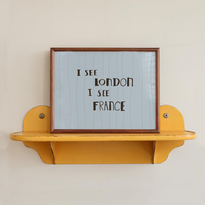 I See London I See France Print, Funny Bathroom Art, Striped Cheeky Decor MR97