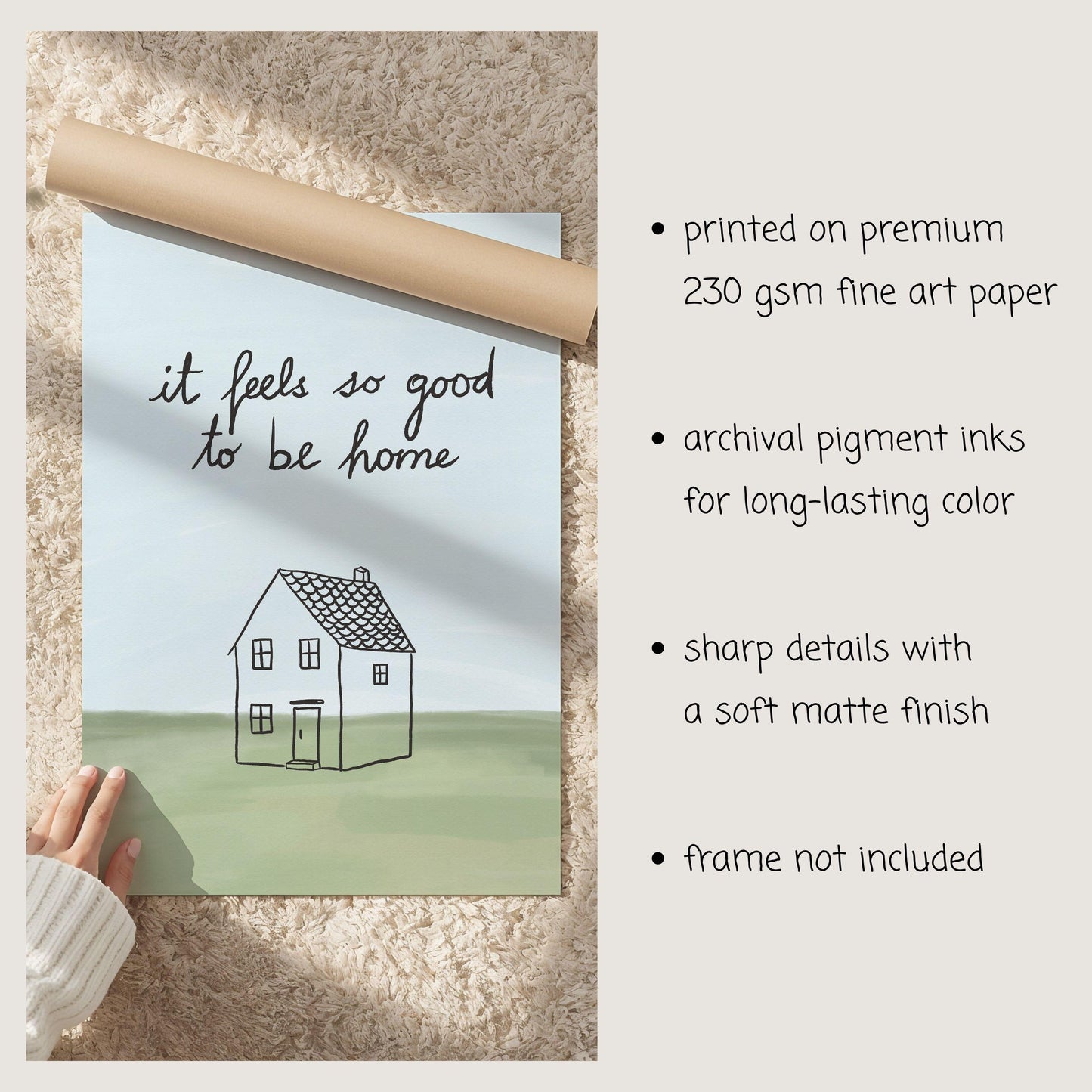 It Feels So Good To Be Home Print, Housewarming Gift, Cozy Wall Art (MR104)