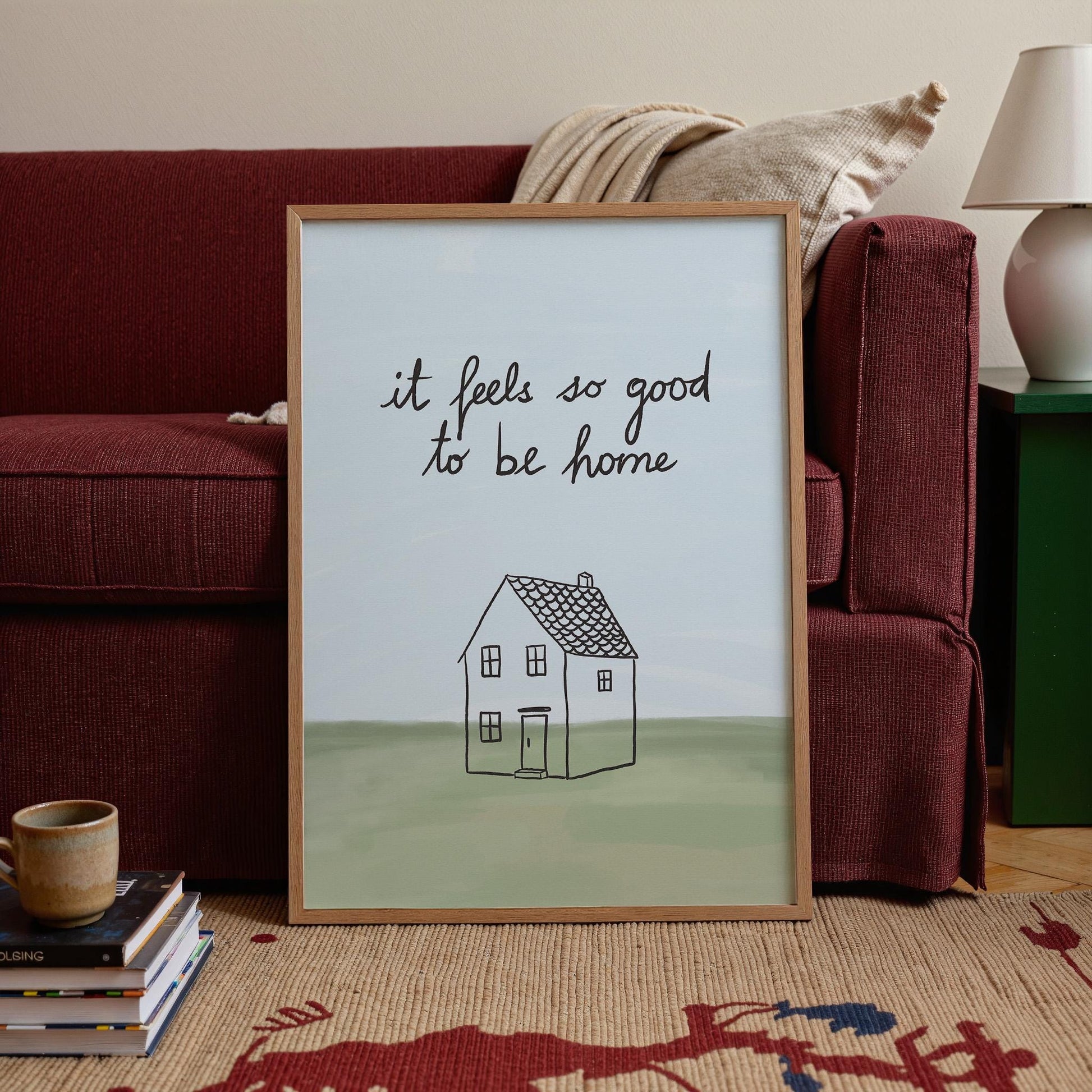 It Feels So Good To Be Home Print, Housewarming Gift, Cozy Wall Art (MR104)