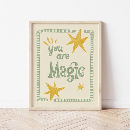 You Are Magic Print, Stars Kids Room Poster, Boho Nursery Wall Decor MR11