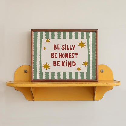 Be Silly Honest Kind Print, Stars Kids Playroom Poster, Toddler Colorful Wall Decor (MR106)
