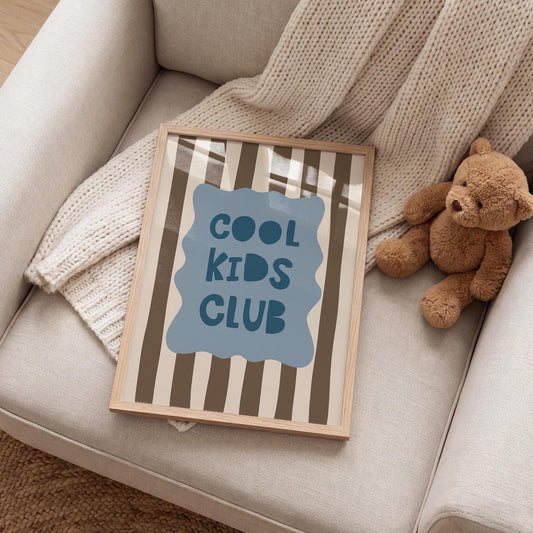 Cool Kids Club Print, Striped Kids Room Poster, Playroom Wall Decor MR32